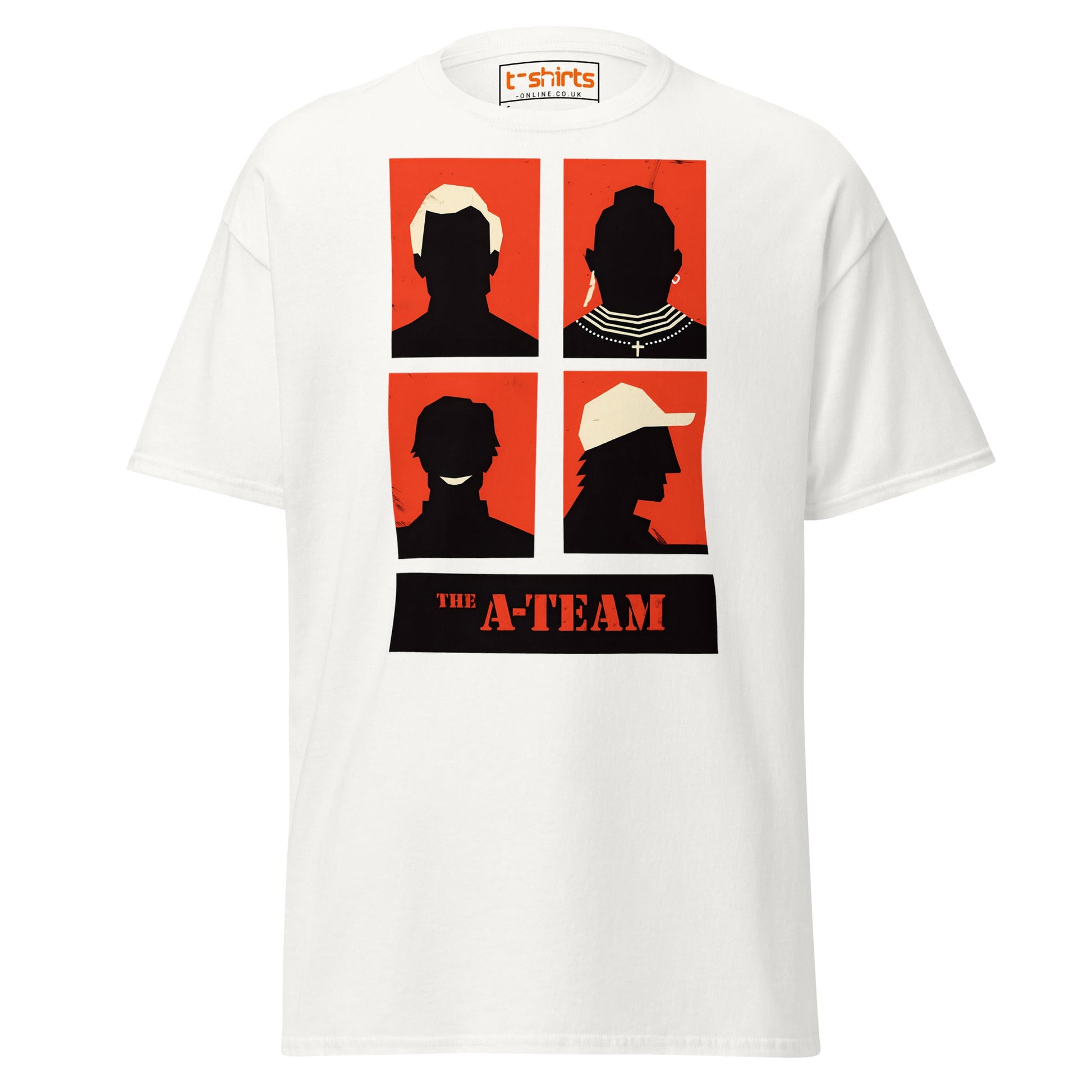A - Team Silhouette T-Shirt – Retro Minimalist Design Tee - White - T-Shirts Online