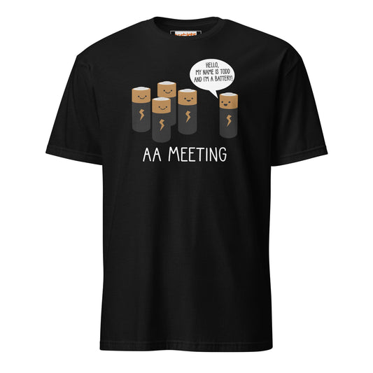 AA Battery Meeting T-Shirt | Funny Energy Tee - Black - T-Shirts Online
