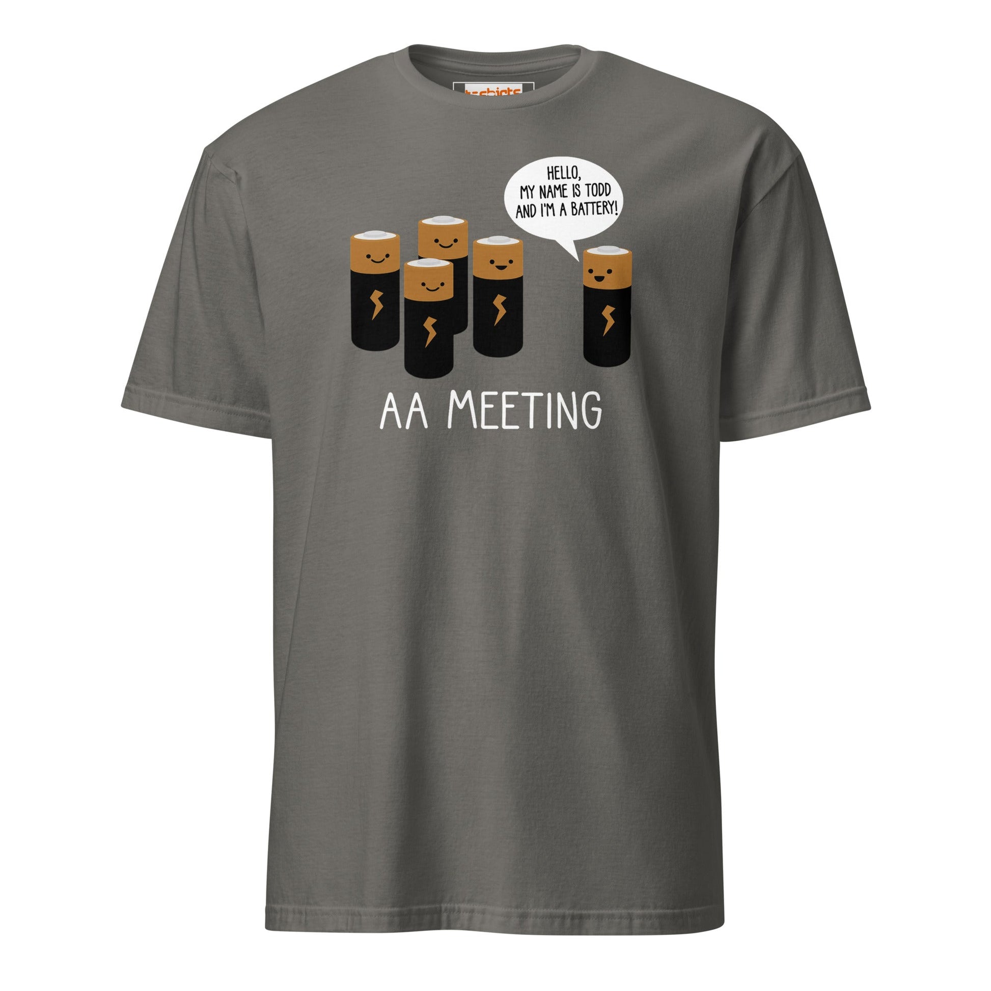 AA Battery Meeting T-Shirt | Funny Energy Tee - Charcoal - T-Shirts Online