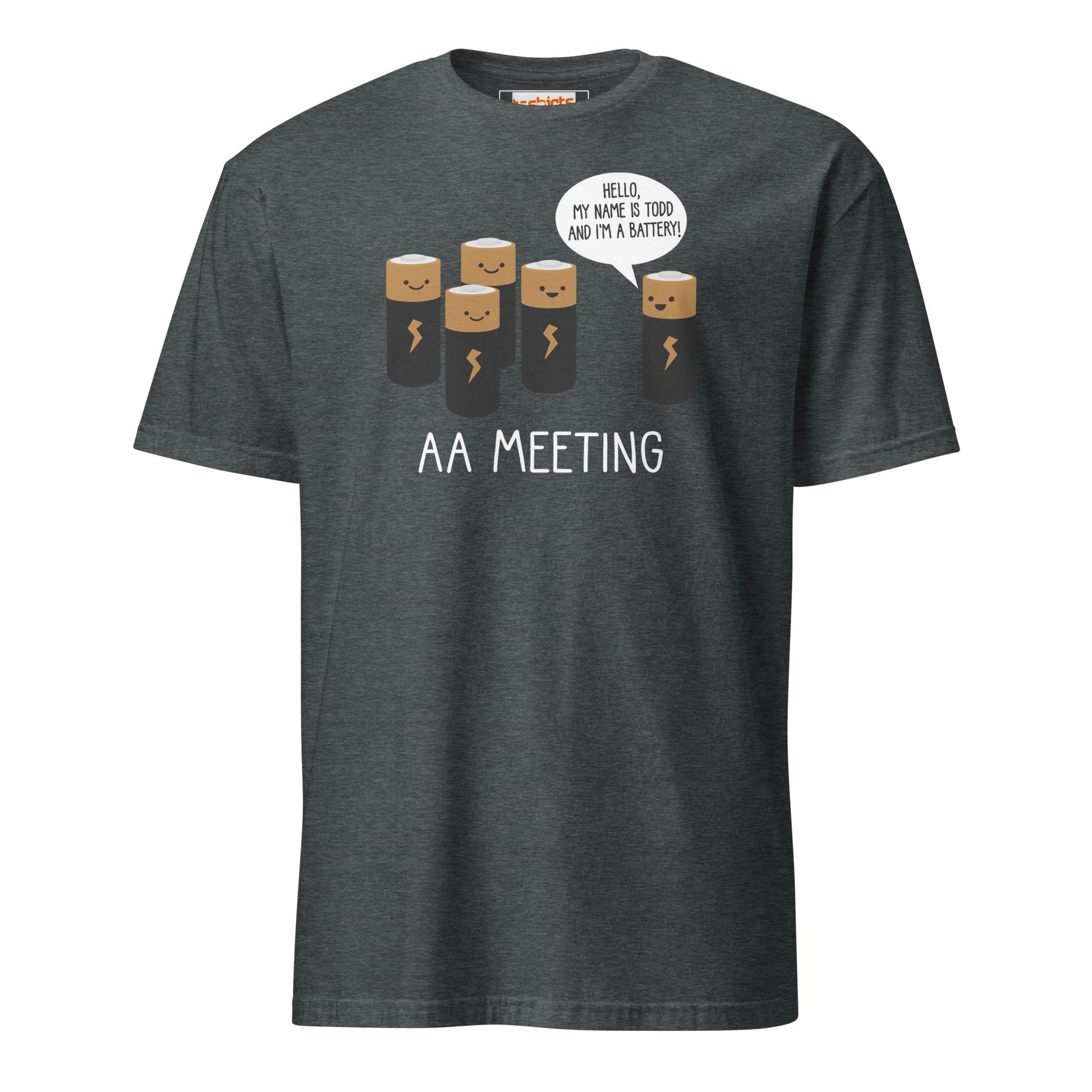 AA Battery Meeting T-Shirt | Funny Energy Tee - Dark Heather - T-Shirts Online