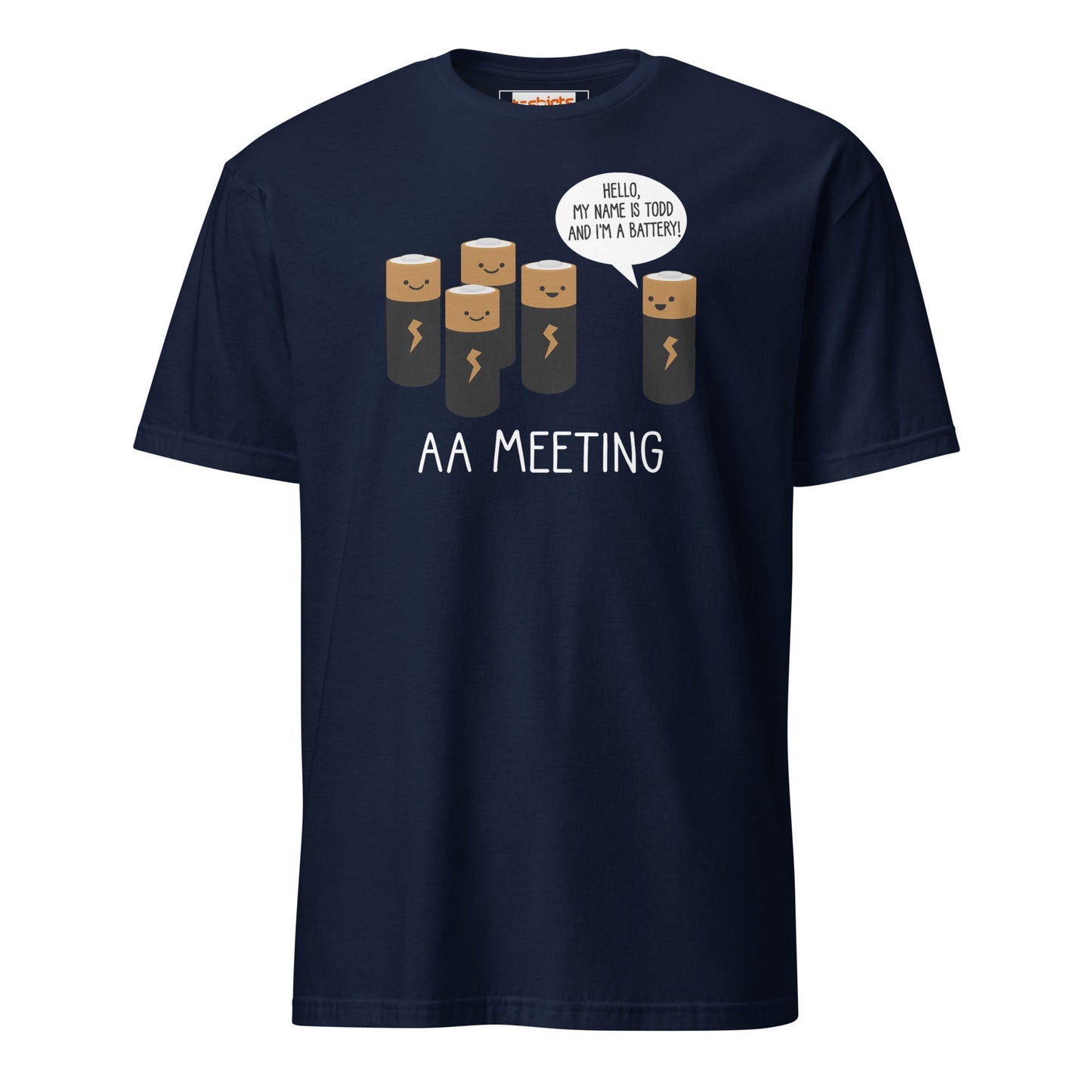 AA Battery Meeting T-Shirt | Funny Energy Tee - Navy - T-Shirts Online