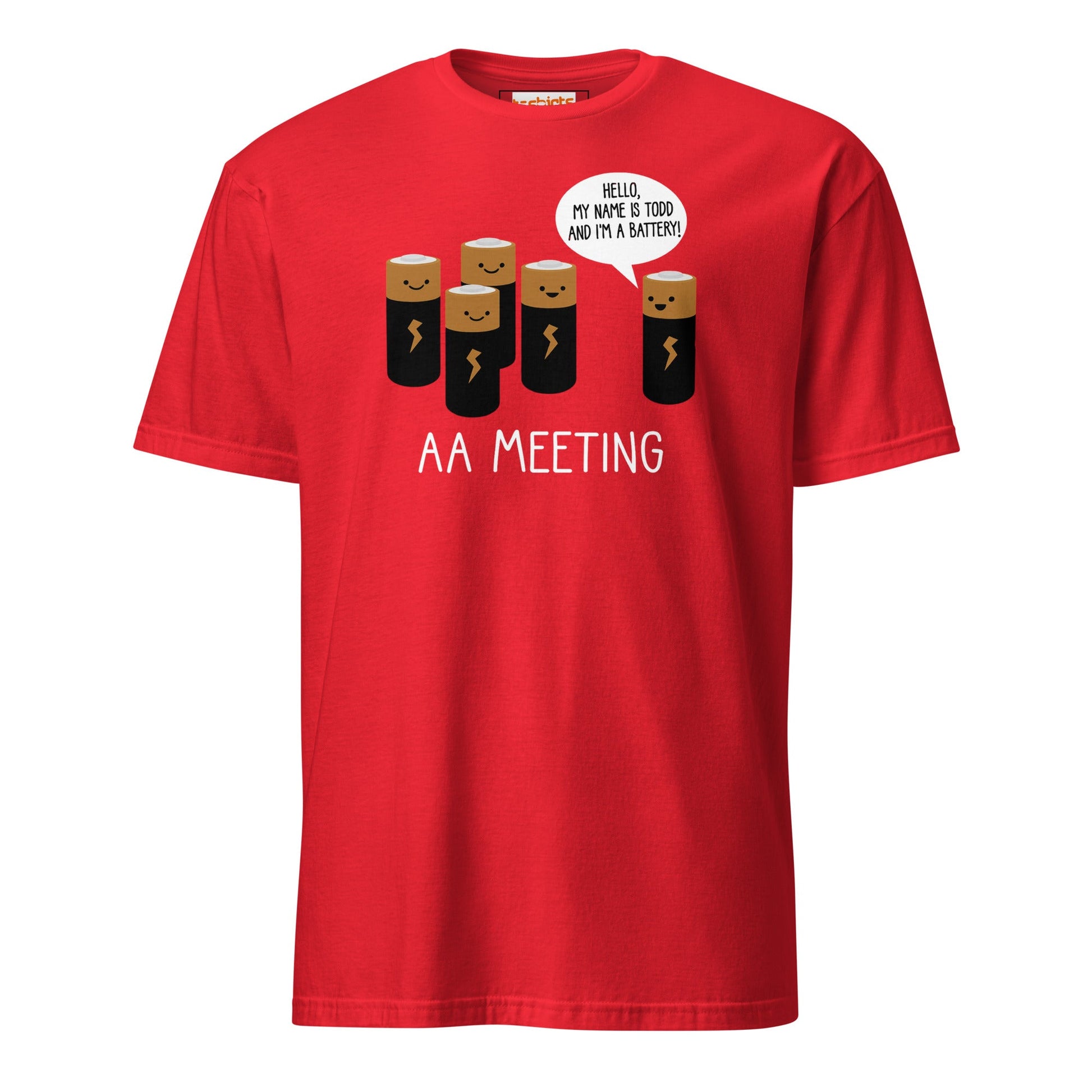AA Battery Meeting T-Shirt | Funny Energy Tee - Red - T-Shirts Online