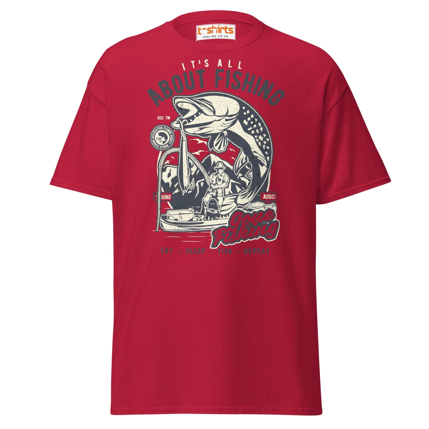 "About Fishing" Vintage Angler T-Shirt - Cardinal - T-Shirts Online