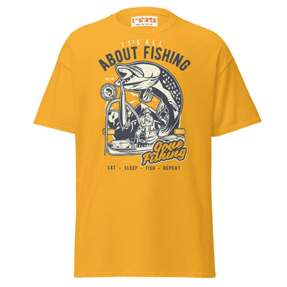 "About Fishing" Vintage Angler T-Shirt - Gold - T-Shirts Online