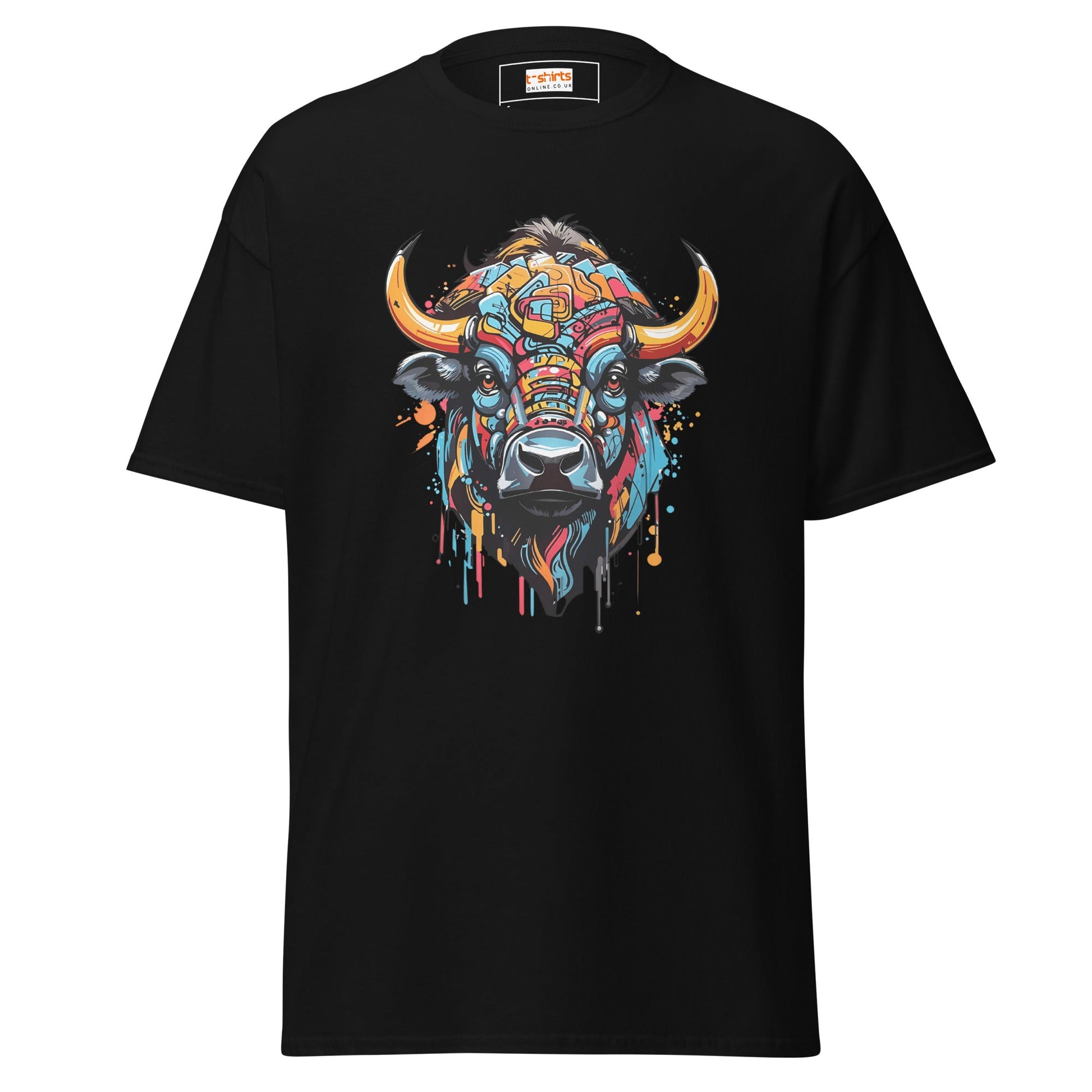Abstract Cow | Highland Cow T-Shirt - Black - T-Shirts Online
