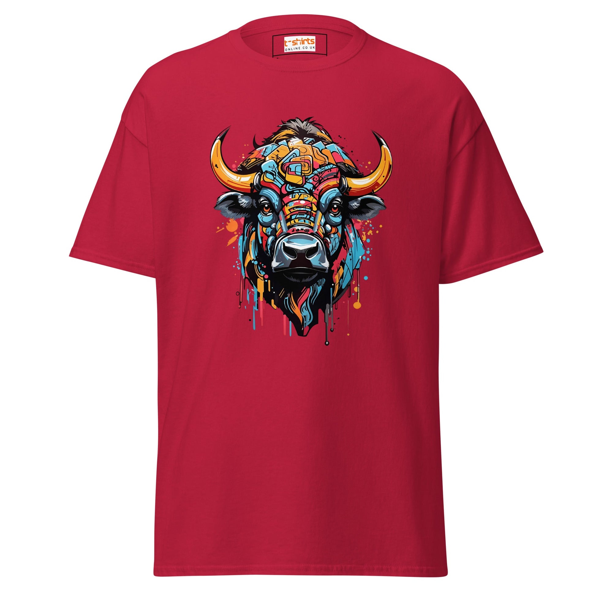 Abstract Cow | Highland Cow T-Shirt - Cardinal - T-Shirts Online