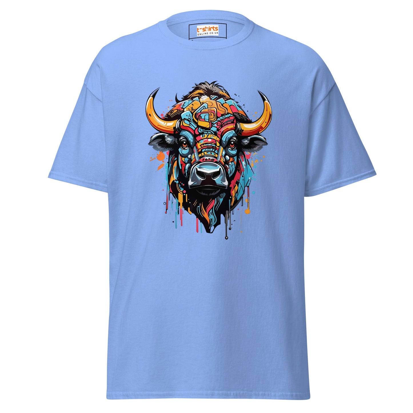 Abstract Cow | Highland Cow T-Shirt - Carolina Blue - T-Shirts Online