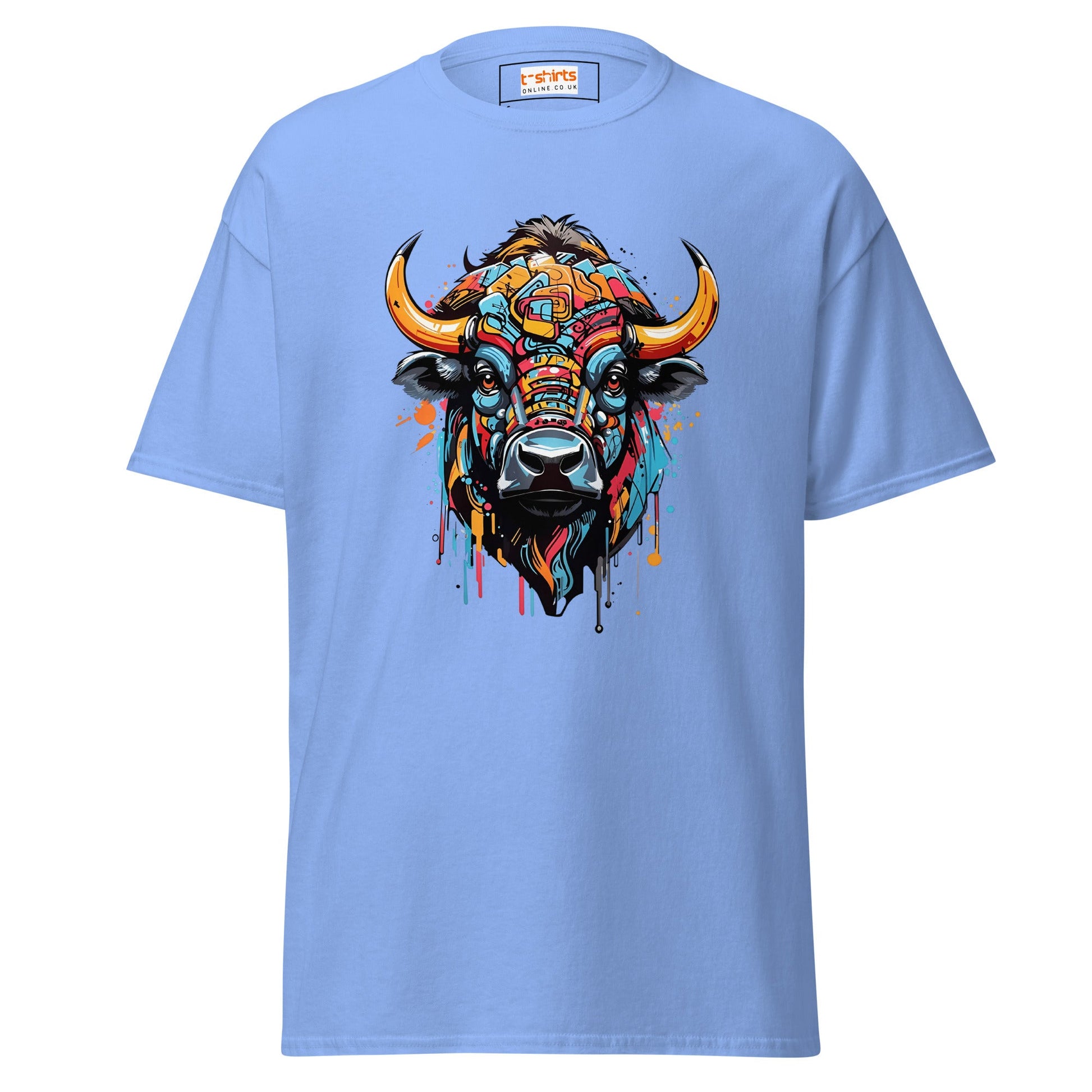 Abstract Cow | Highland Cow T-Shirt - Carolina Blue - T-Shirts Online