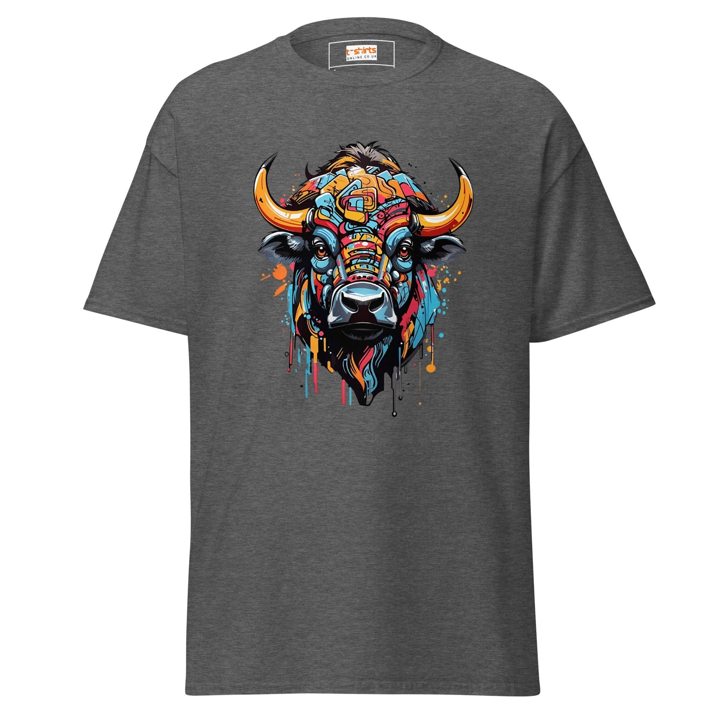 Abstract Cow | Highland Cow T-Shirt - Dark Heather - T-Shirts Online