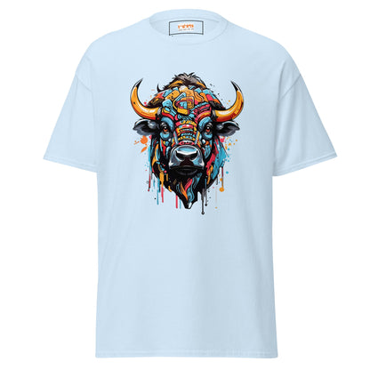 Abstract Cow | Highland Cow T-Shirt - Light Blue - T-Shirts Online