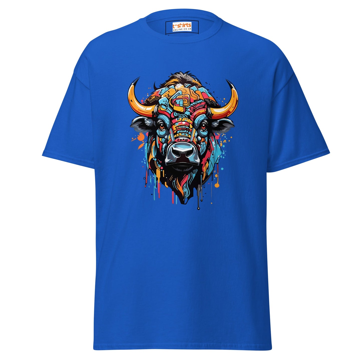 Abstract Cow | Highland Cow T-Shirt - Royal - T-Shirts Online