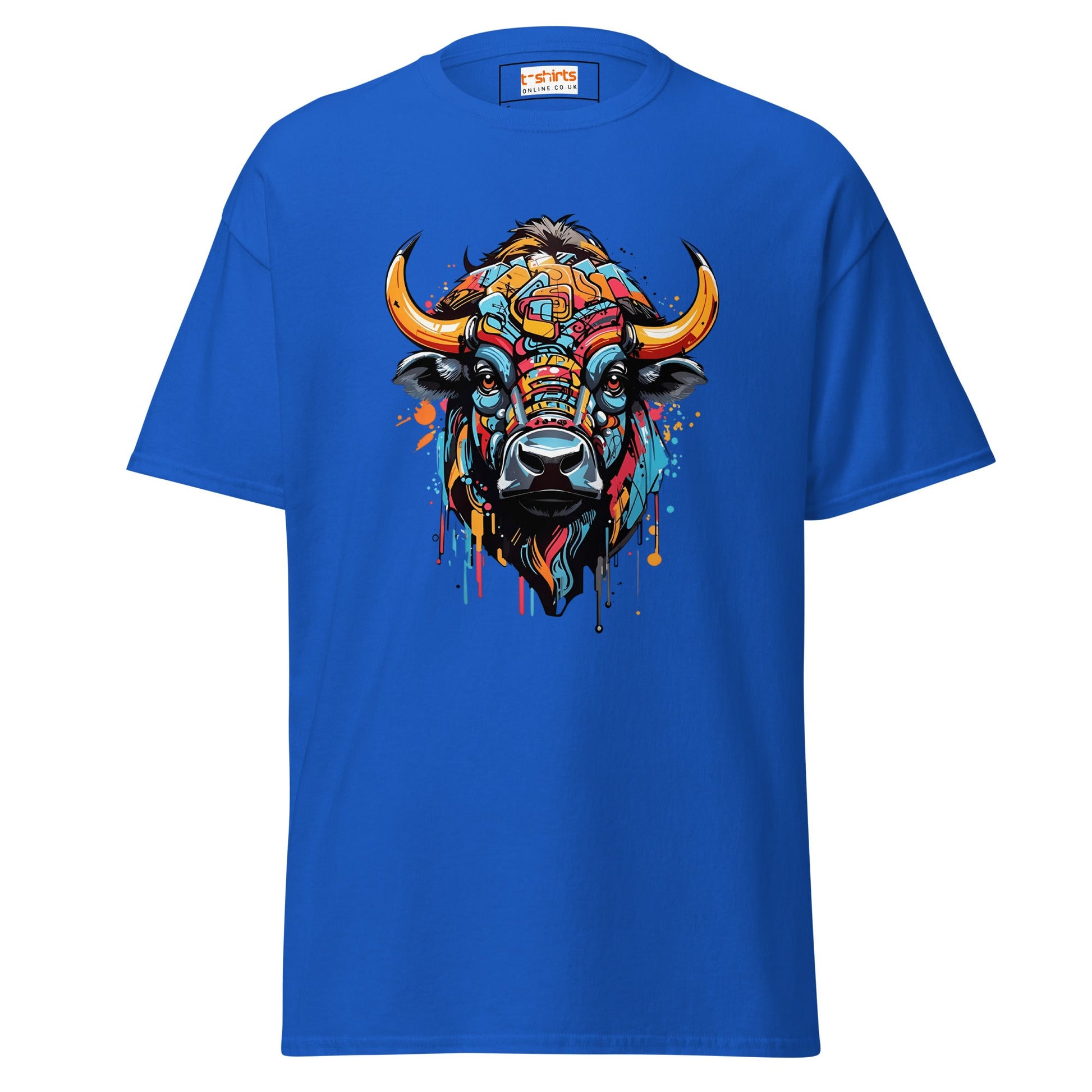 Abstract Cow | Highland Cow T-Shirt - Royal - T-Shirts Online