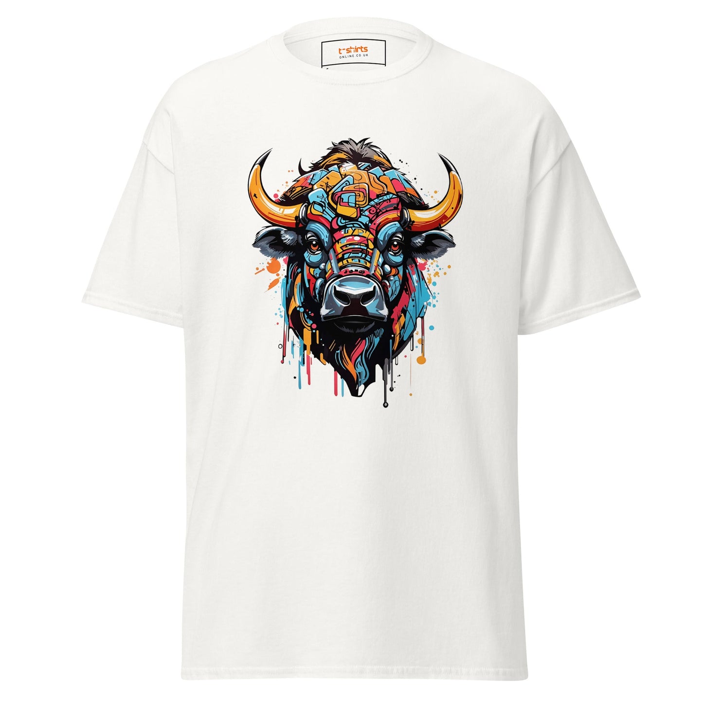 Abstract Cow | Highland Cow T-Shirt - White - T-Shirts Online