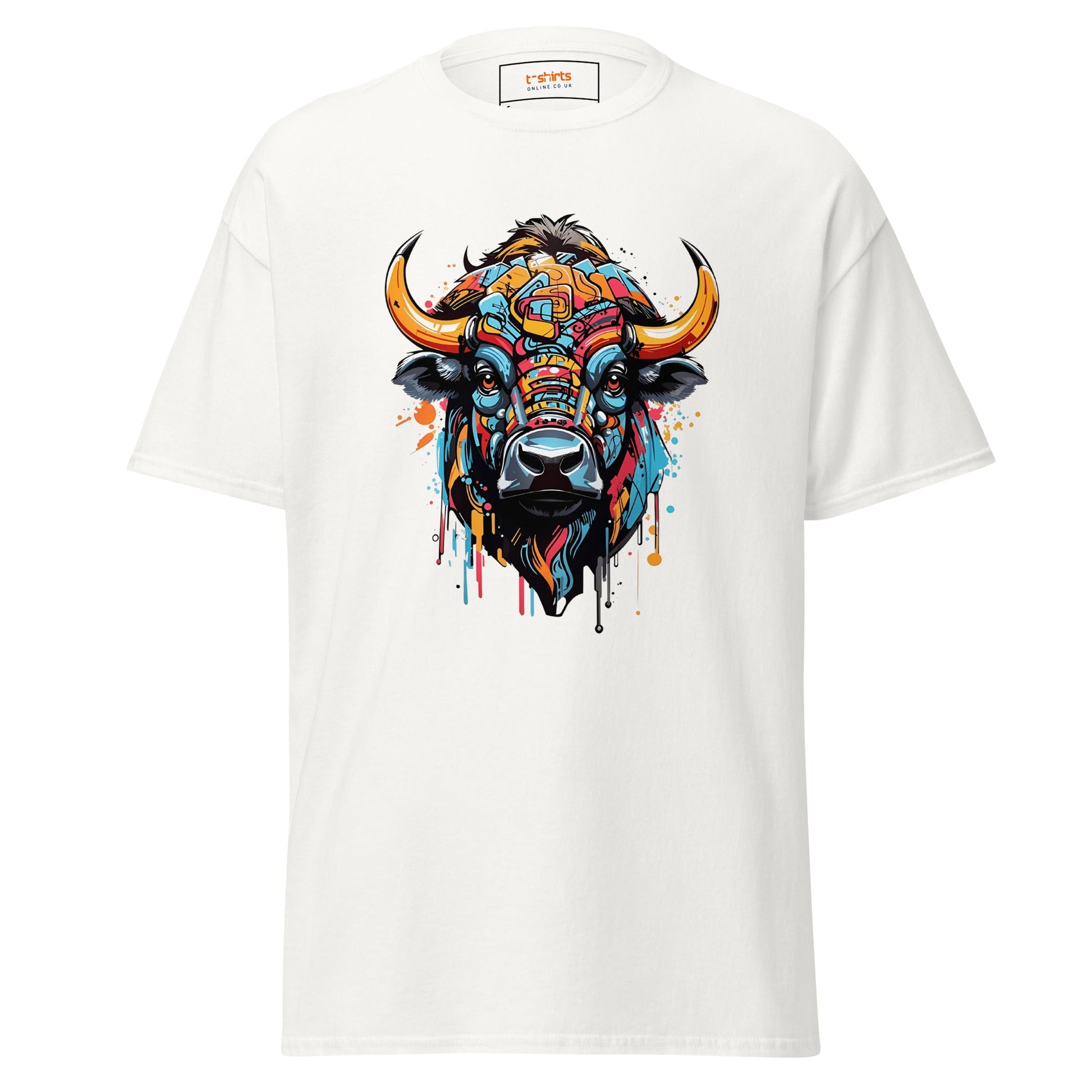 Abstract Cow | Highland Cow T-Shirt - White - T-Shirts Online