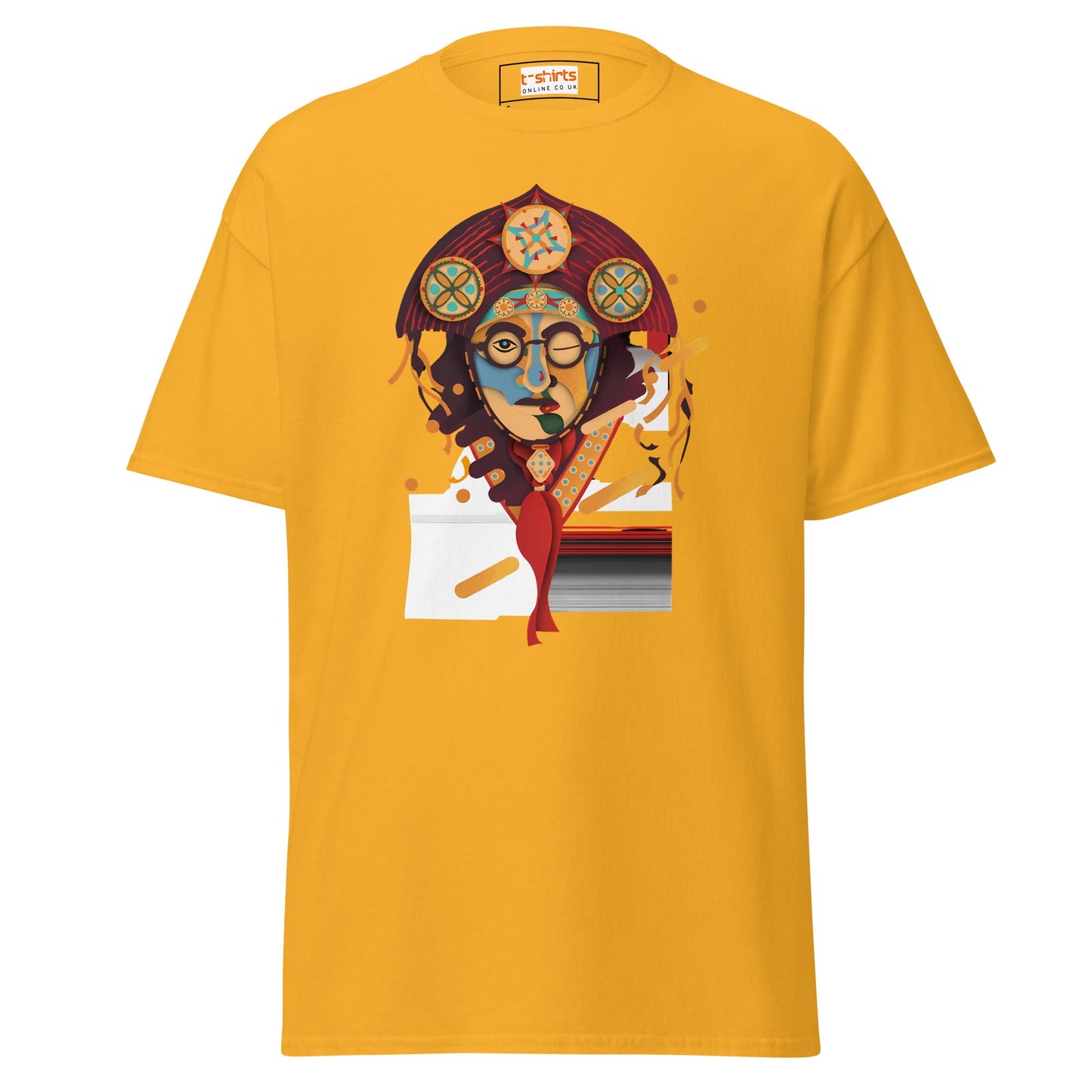 Abstract Face | Unusual T-Shirt - Gold - T-Shirts Online