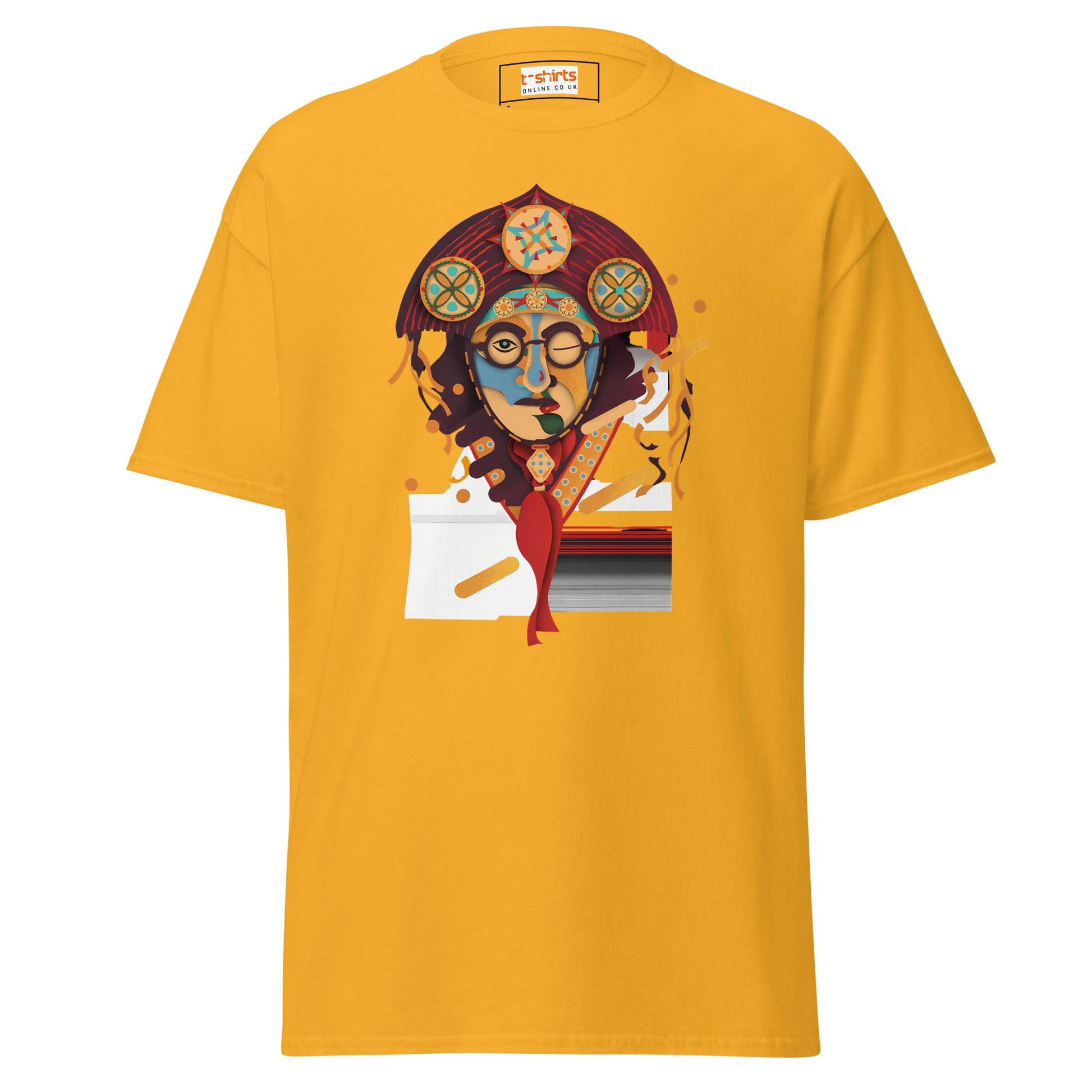 Abstract Face | Unusual T-Shirt - Gold - T-Shirts Online