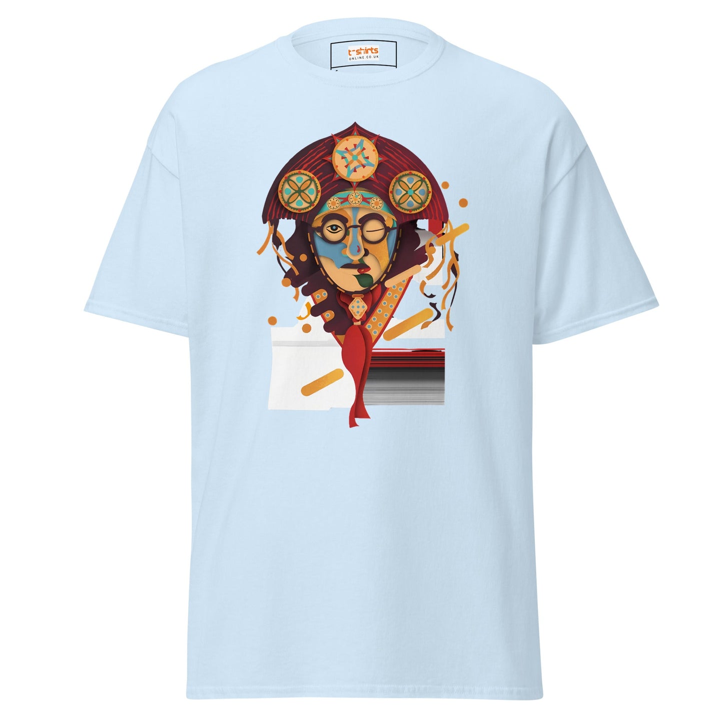 Abstract Face | Unusual T-Shirt - Light Blue - T-Shirts Online