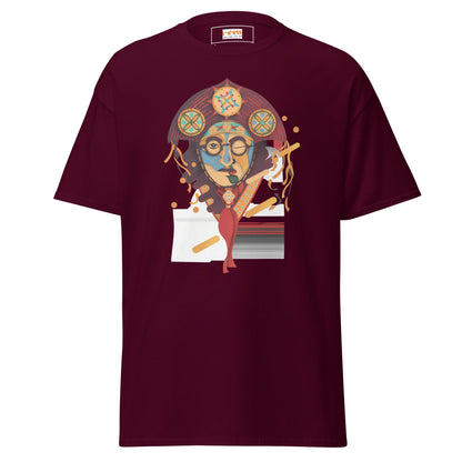 Abstract Face | Unusual T-Shirt - Maroon - T-Shirts Online
