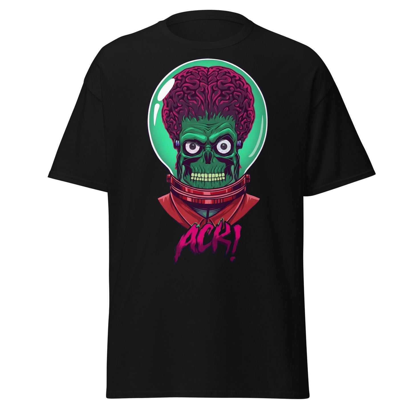ACK Mars Attacks Alien T-Shirt | Retro Sci - Fi Tee - Black - T-Shirts Online
