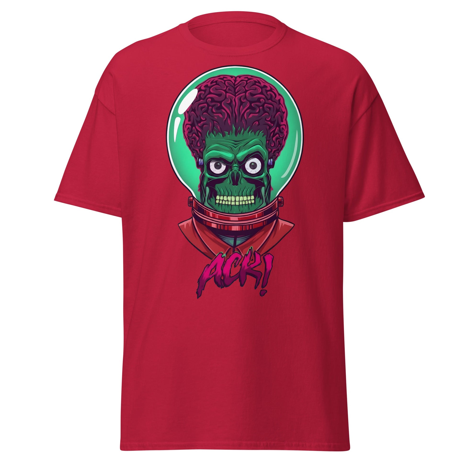 ACK Mars Attacks Alien T-Shirt | Retro Sci - Fi Tee - Cardinal - T-Shirts Online