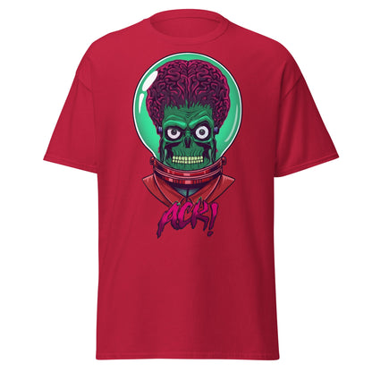 ACK Mars Attacks Alien T-Shirt | Retro Sci - Fi Tee - Cardinal - T-Shirts Online