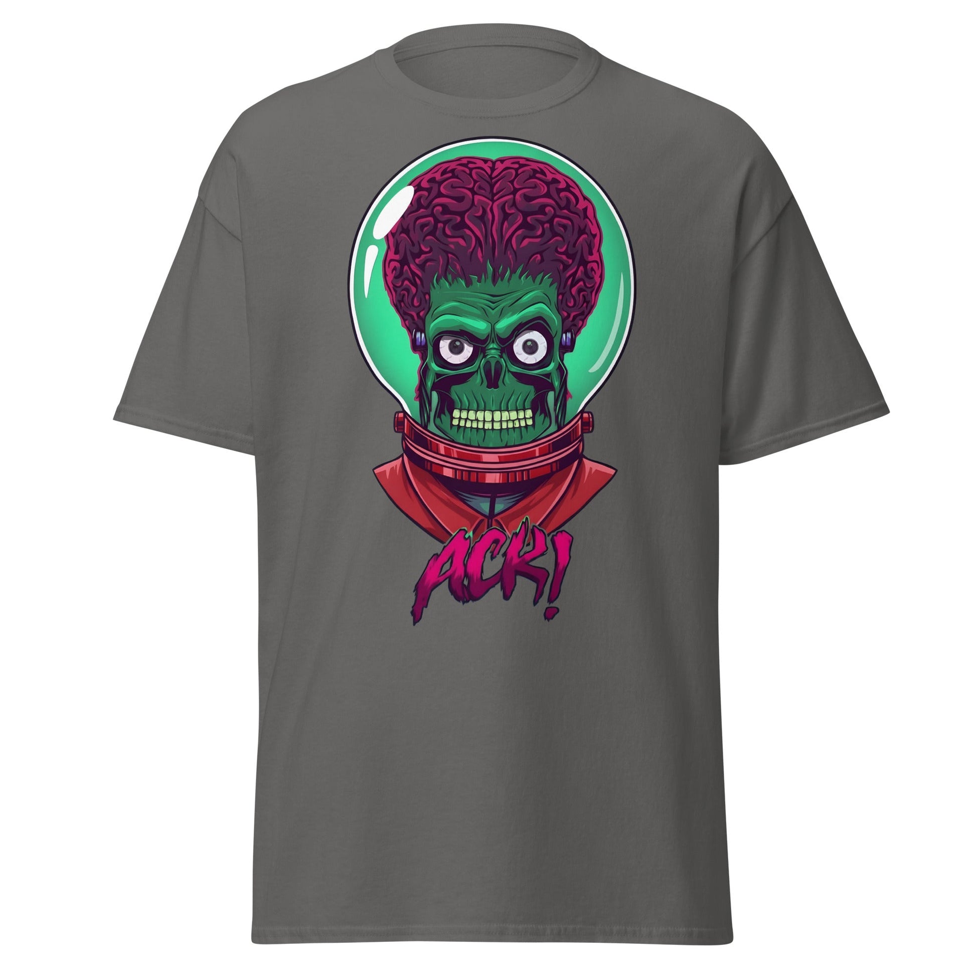 ACK Mars Attacks Alien T-Shirt | Retro Sci - Fi Tee - Charcoal - T-Shirts Online