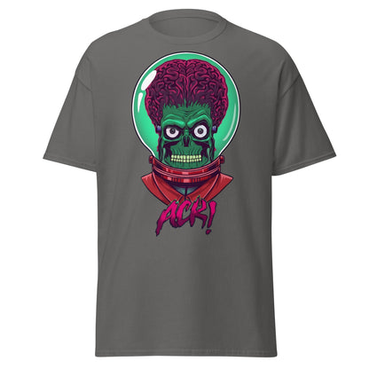ACK Mars Attacks Alien T-Shirt | Retro Sci - Fi Tee - Charcoal - T-Shirts Online