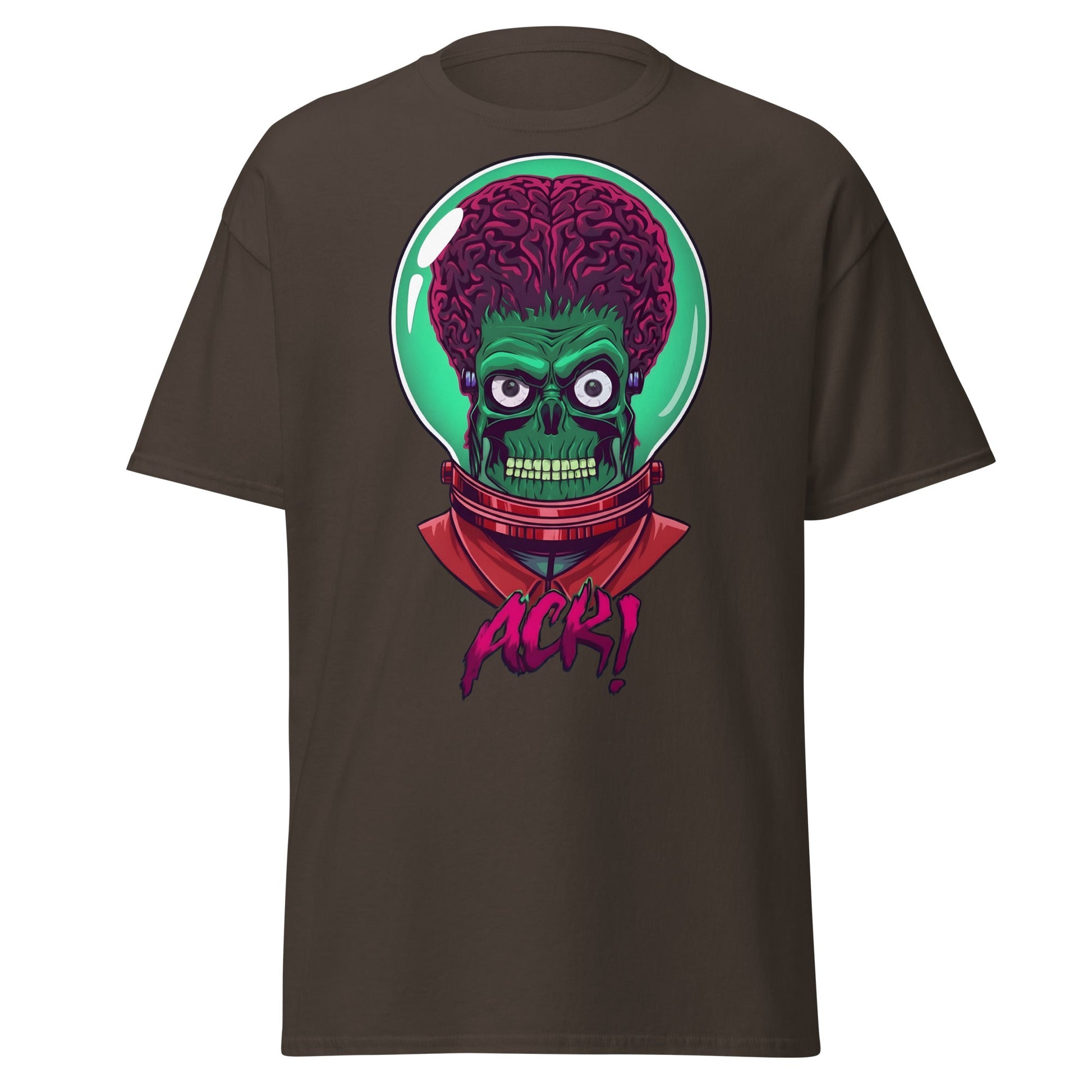 ACK Mars Attacks Alien T-Shirt | Retro Sci - Fi Tee - Dark Chocolate - T-Shirts Online