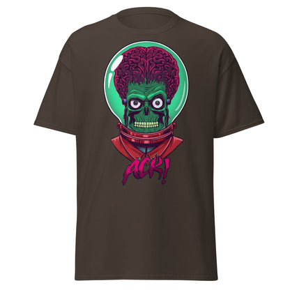 ACK Mars Attacks Alien T-Shirt | Retro Sci - Fi Tee - Dark Chocolate - T-Shirts Online