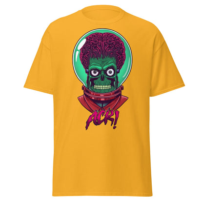 ACK Mars Attacks Alien T-Shirt | Retro Sci - Fi Tee - Gold - T-Shirts Online