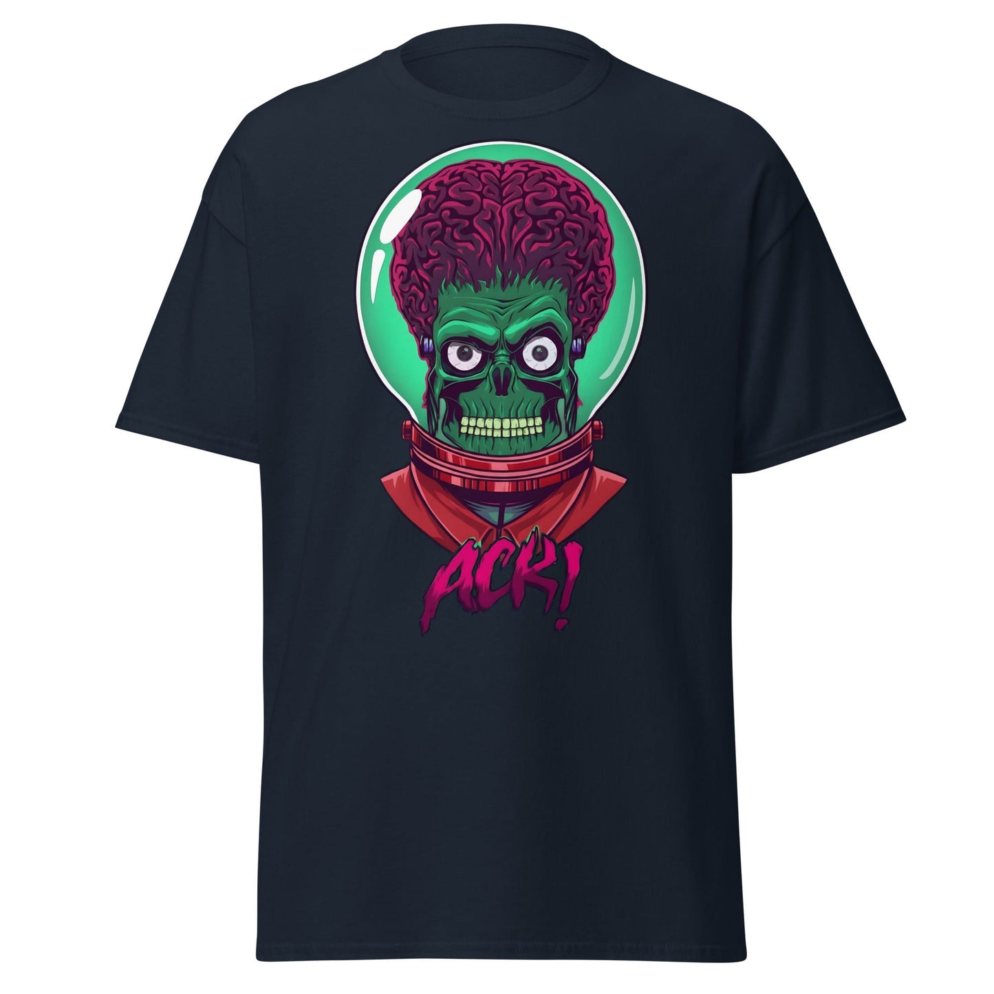 ACK Mars Attacks Alien T-Shirt | Retro Sci - Fi Tee - Navy - T-Shirts Online