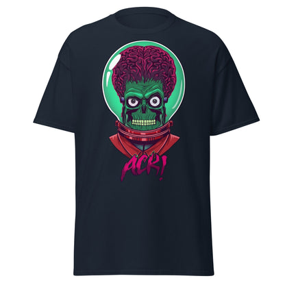 ACK Mars Attacks Alien T-Shirt | Retro Sci - Fi Tee - Navy - T-Shirts Online