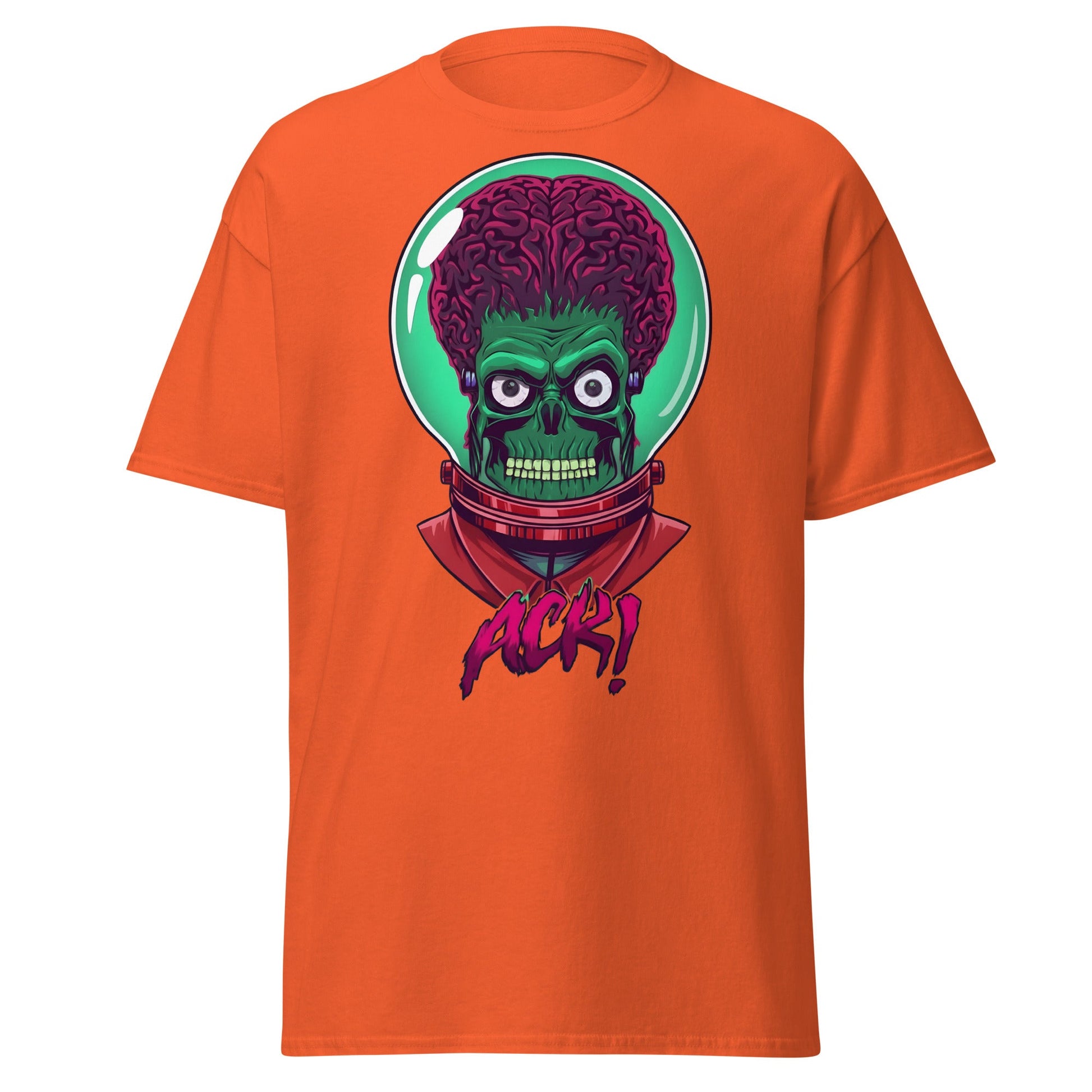 ACK Mars Attacks Alien T-Shirt | Retro Sci - Fi Tee - Orange - T-Shirts Online