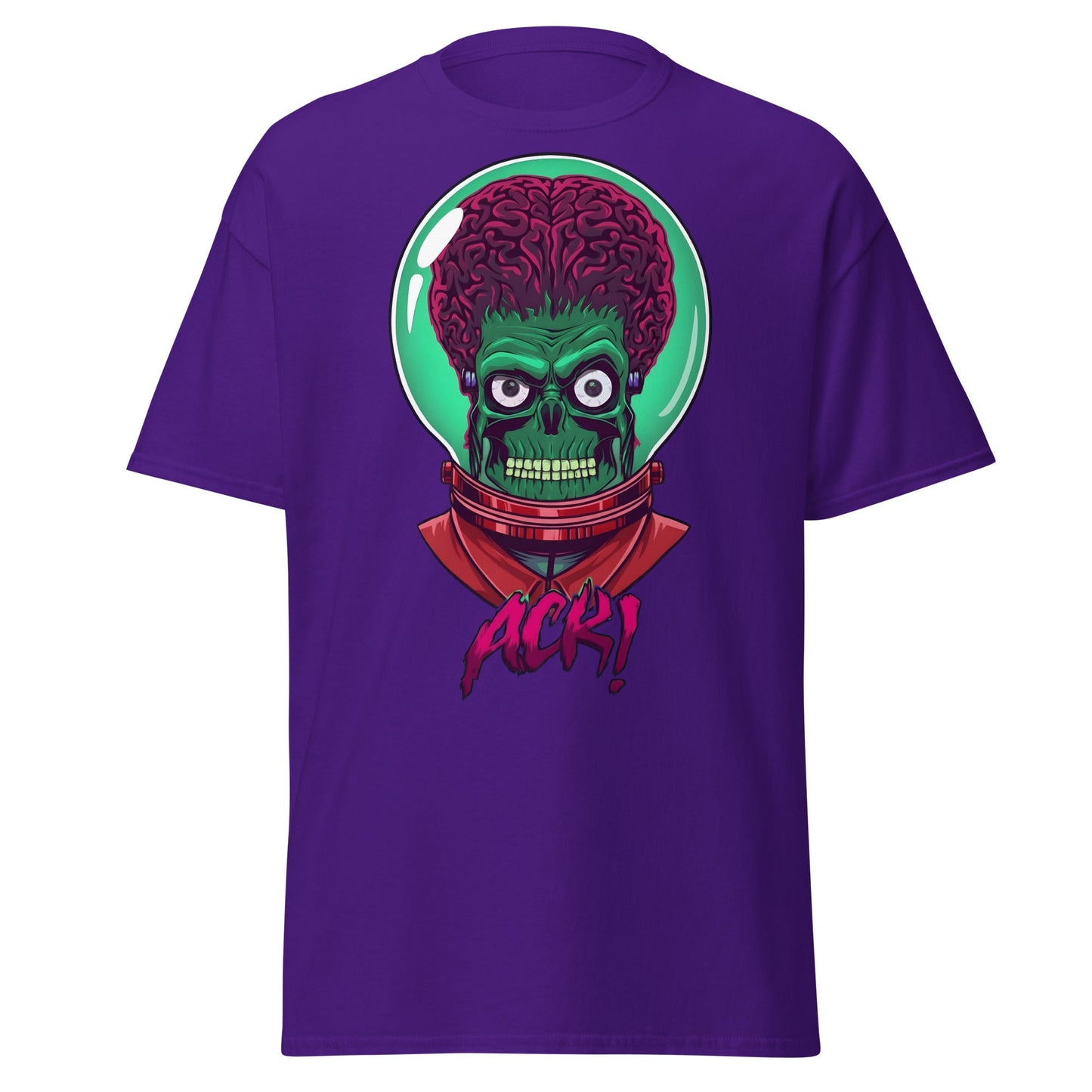 ACK Mars Attacks Alien T-Shirt | Retro Sci - Fi Tee - Purple - T-Shirts Online