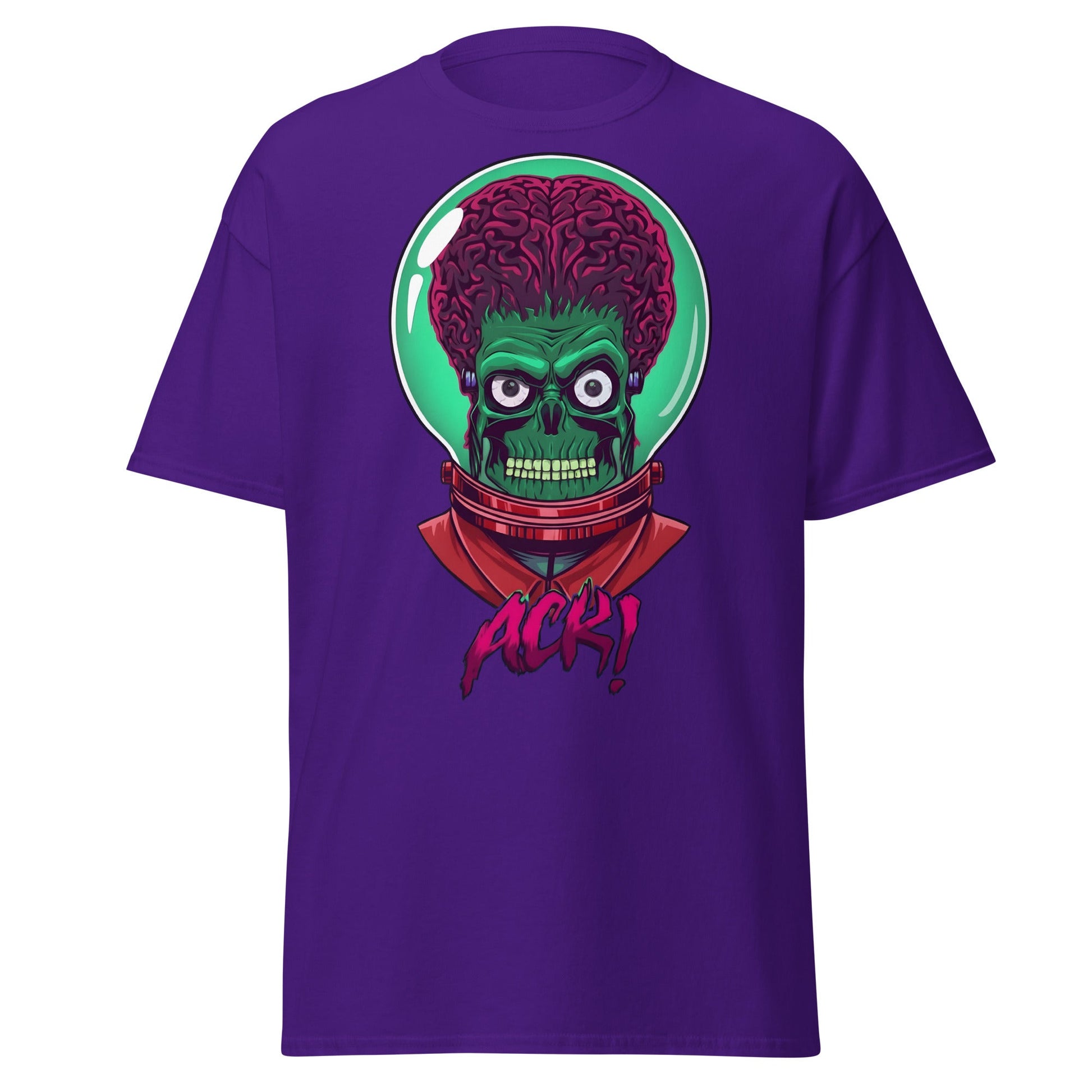 ACK Mars Attacks Alien T-Shirt | Retro Sci - Fi Tee - Purple - T-Shirts Online
