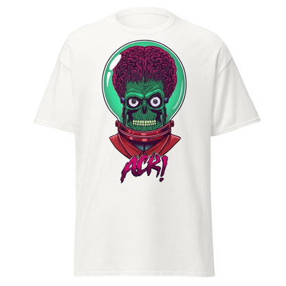 ACK Mars Attacks Alien T-Shirt | Retro Sci - Fi Tee - White - T-Shirts Online