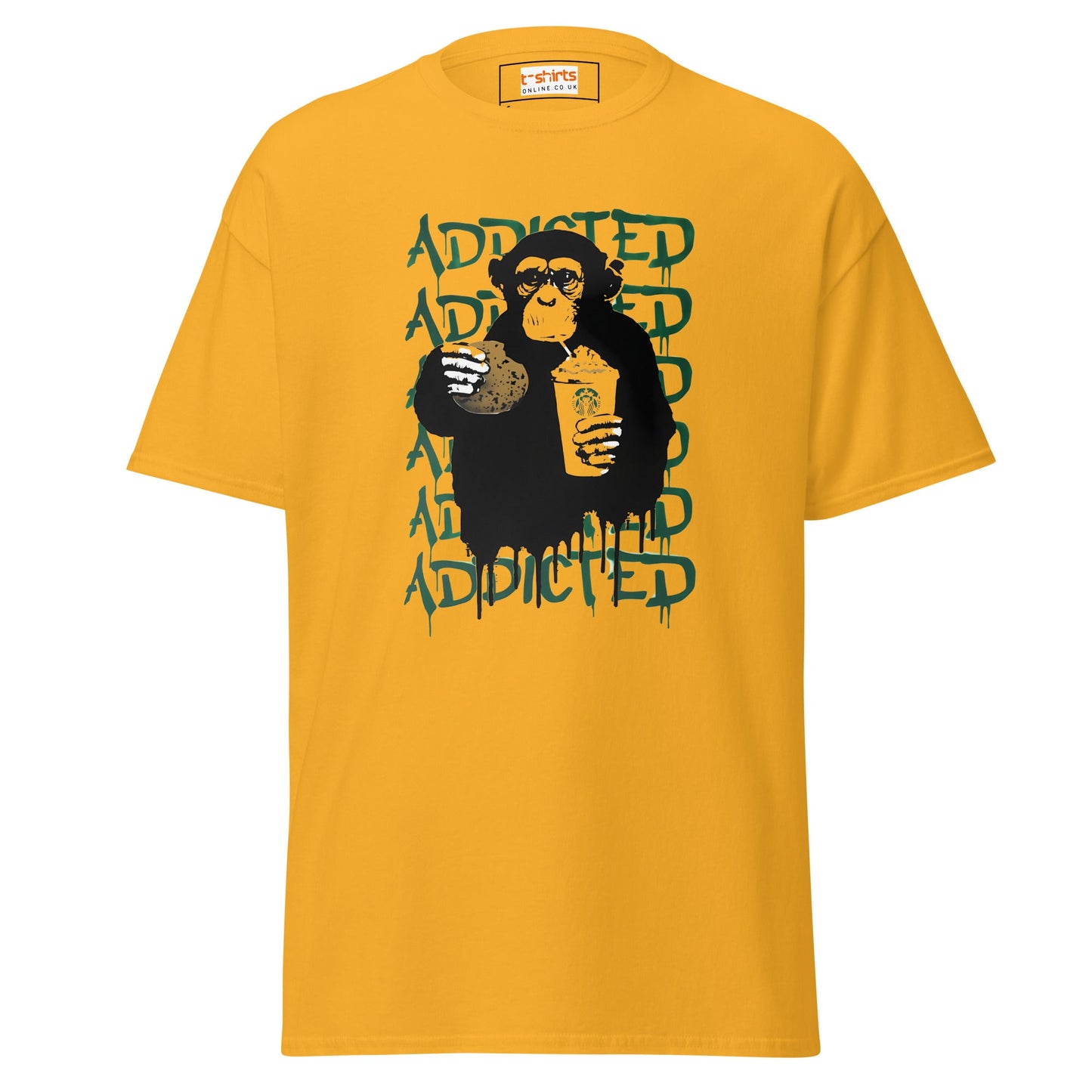 Addicted | Banksy Inspired T-Shirt - Gold - T-Shirts Online