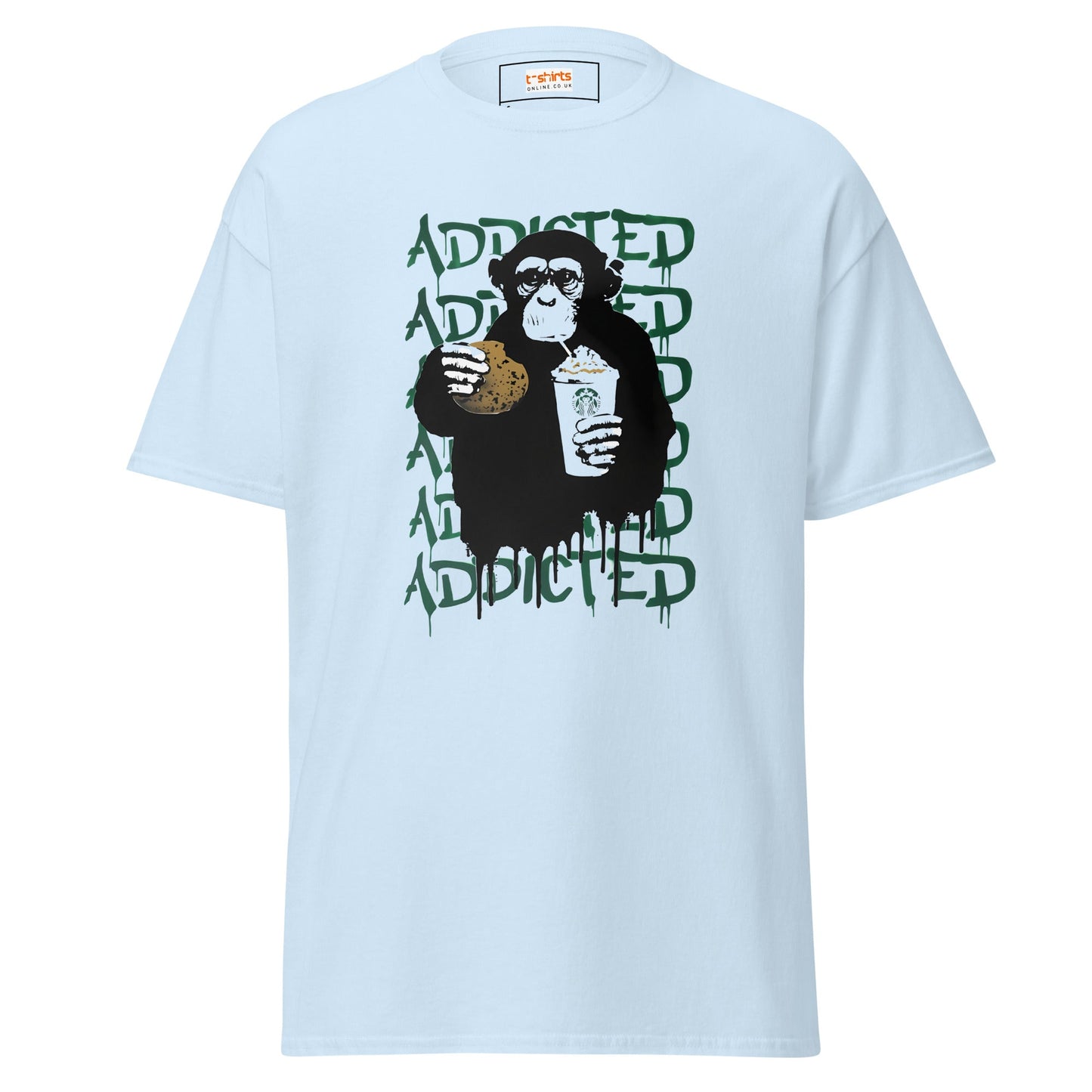 Addicted | Banksy Inspired T-Shirt - Light Blue - T-Shirts Online