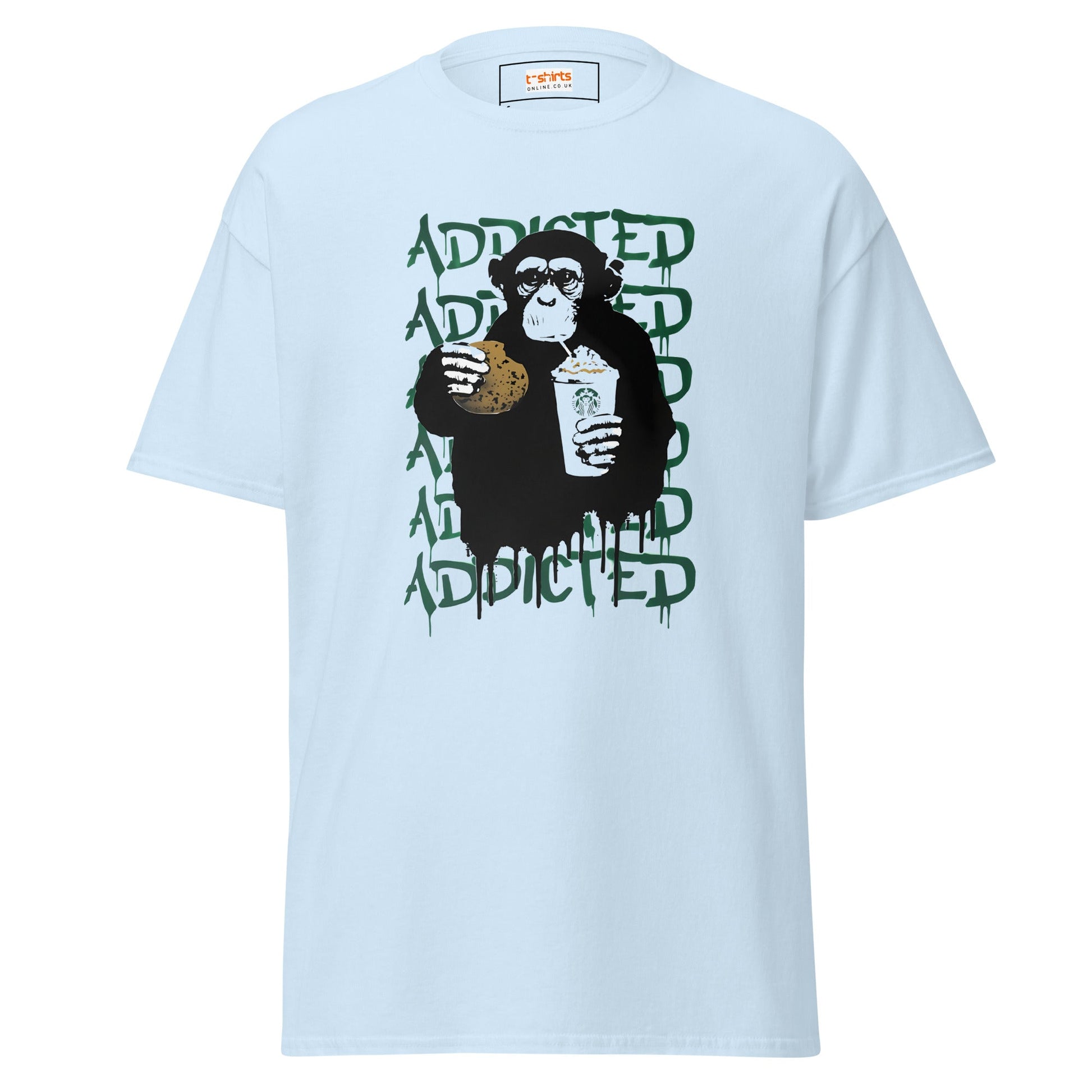 Addicted | Banksy Inspired T-Shirt - Light Blue - T-Shirts Online