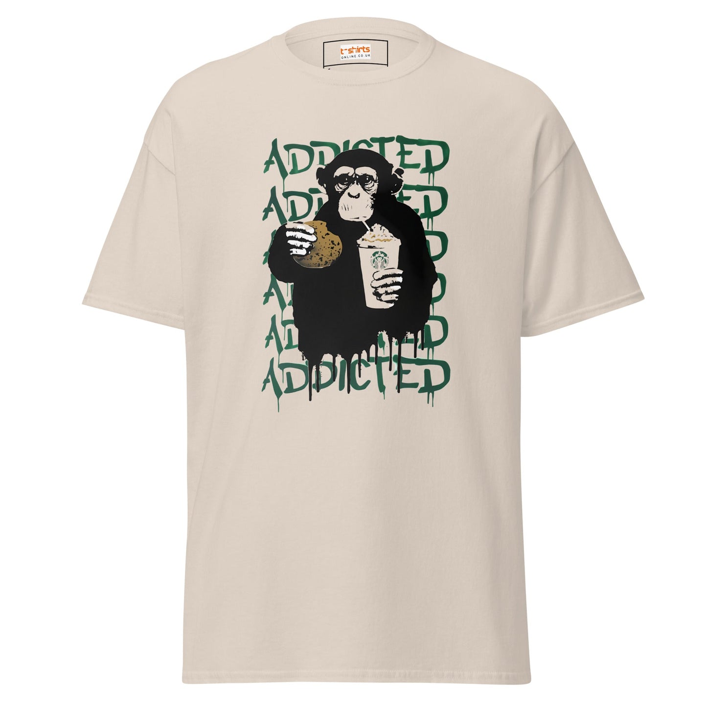 Addicted | Banksy Inspired T-Shirt - Natural - T-Shirts Online