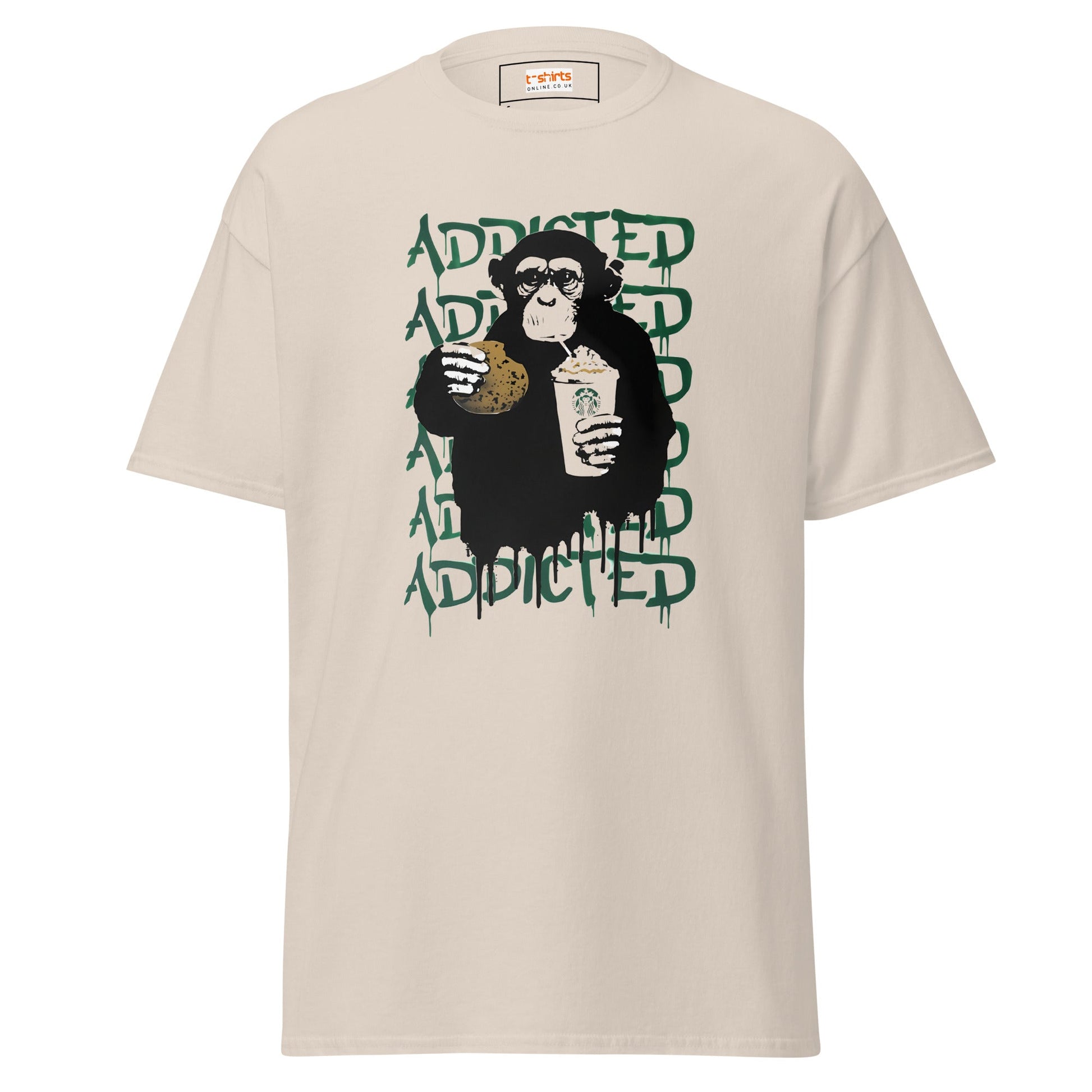 Addicted | Banksy Inspired T-Shirt - Natural - T-Shirts Online