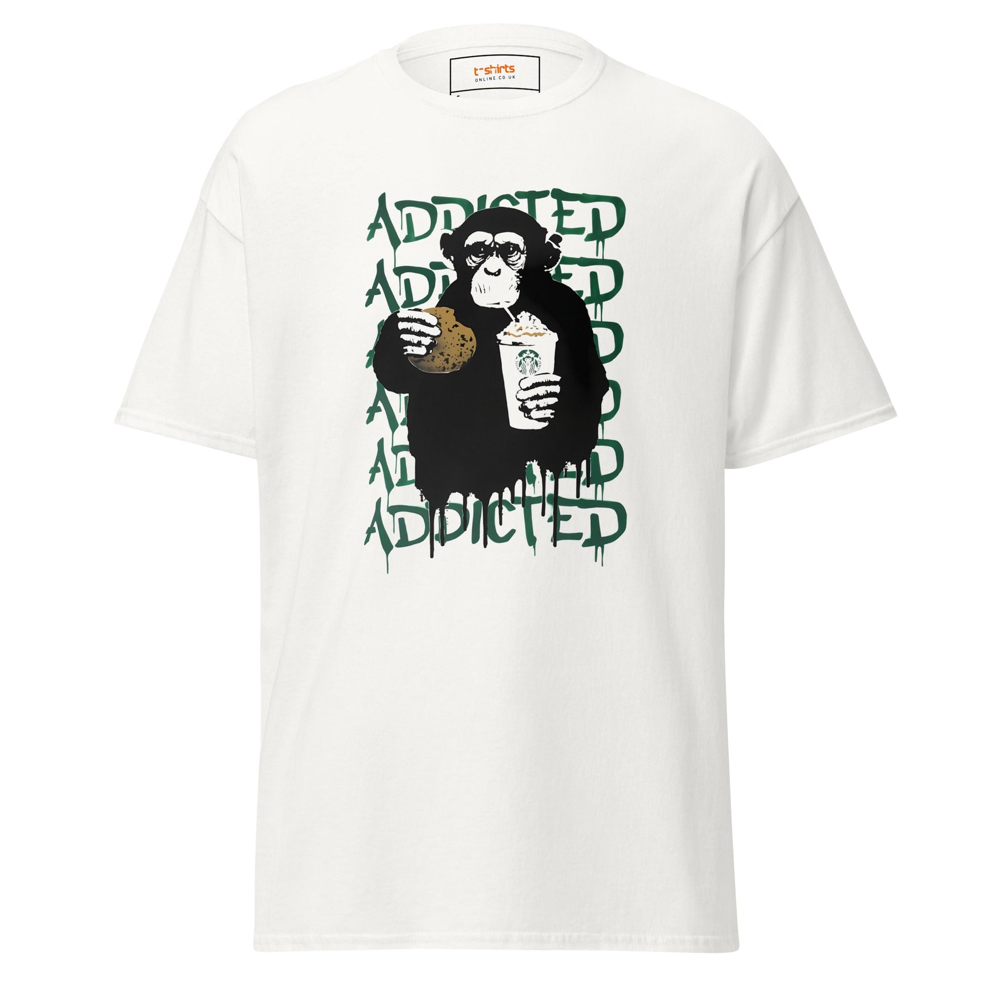 Addicted | Banksy Inspired T-Shirt - White - T-Shirts Online