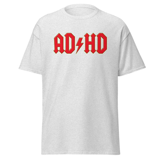 AD/HD Rock Logo T-Shirt - Funny Heavy Metal Style Tee - Ash - T-Shirts Online