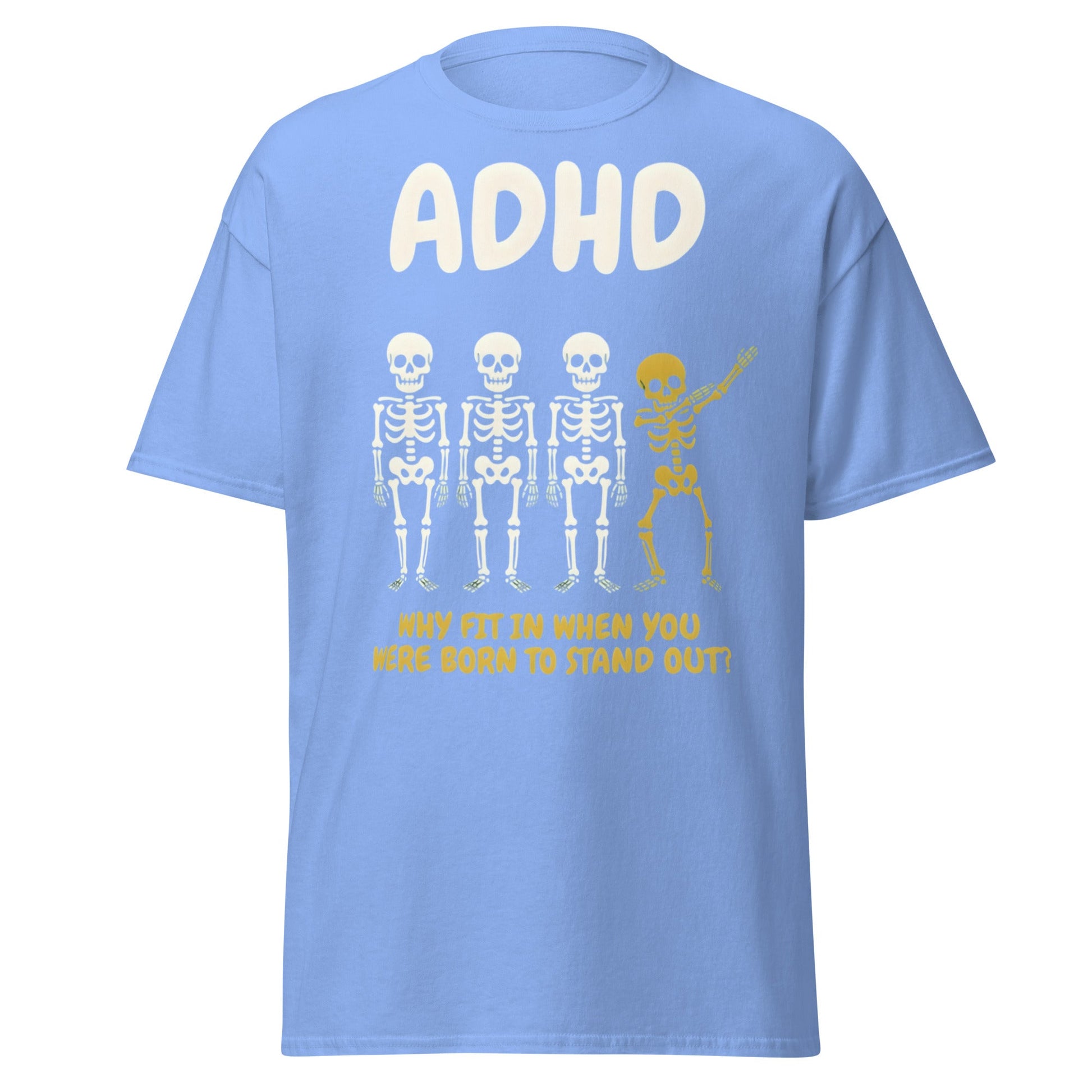 ADHD Skeleton Dabbing T-Shirt - Born to Stand Out Tee - Carolina Blue - T-Shirts Online