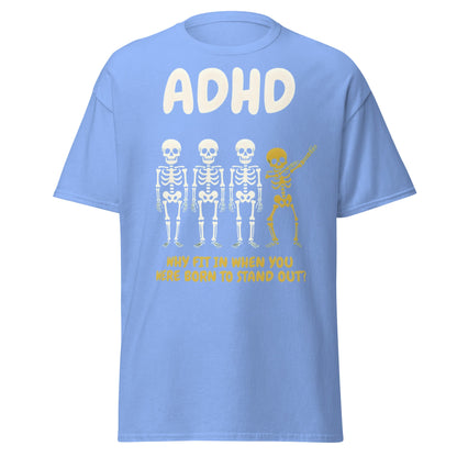 ADHD Skeleton Dabbing T-Shirt - Born to Stand Out Tee - Carolina Blue - T-Shirts Online