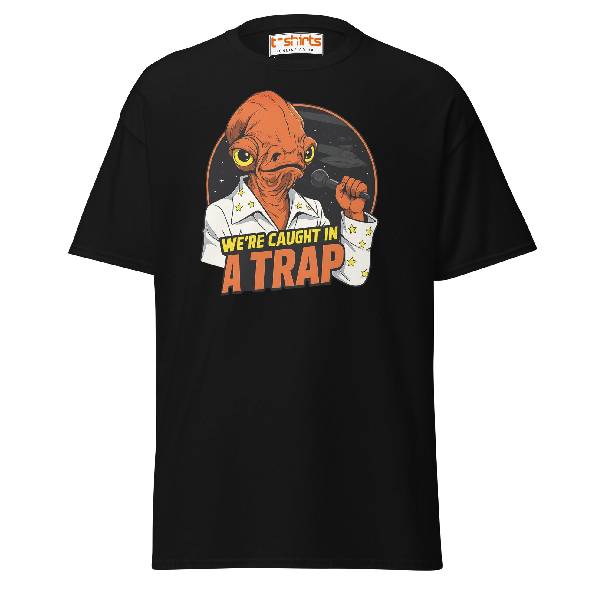 Admiral Ackbar Elvis “Caught in a Trap” Funny Tee - Black - T-Shirts Online