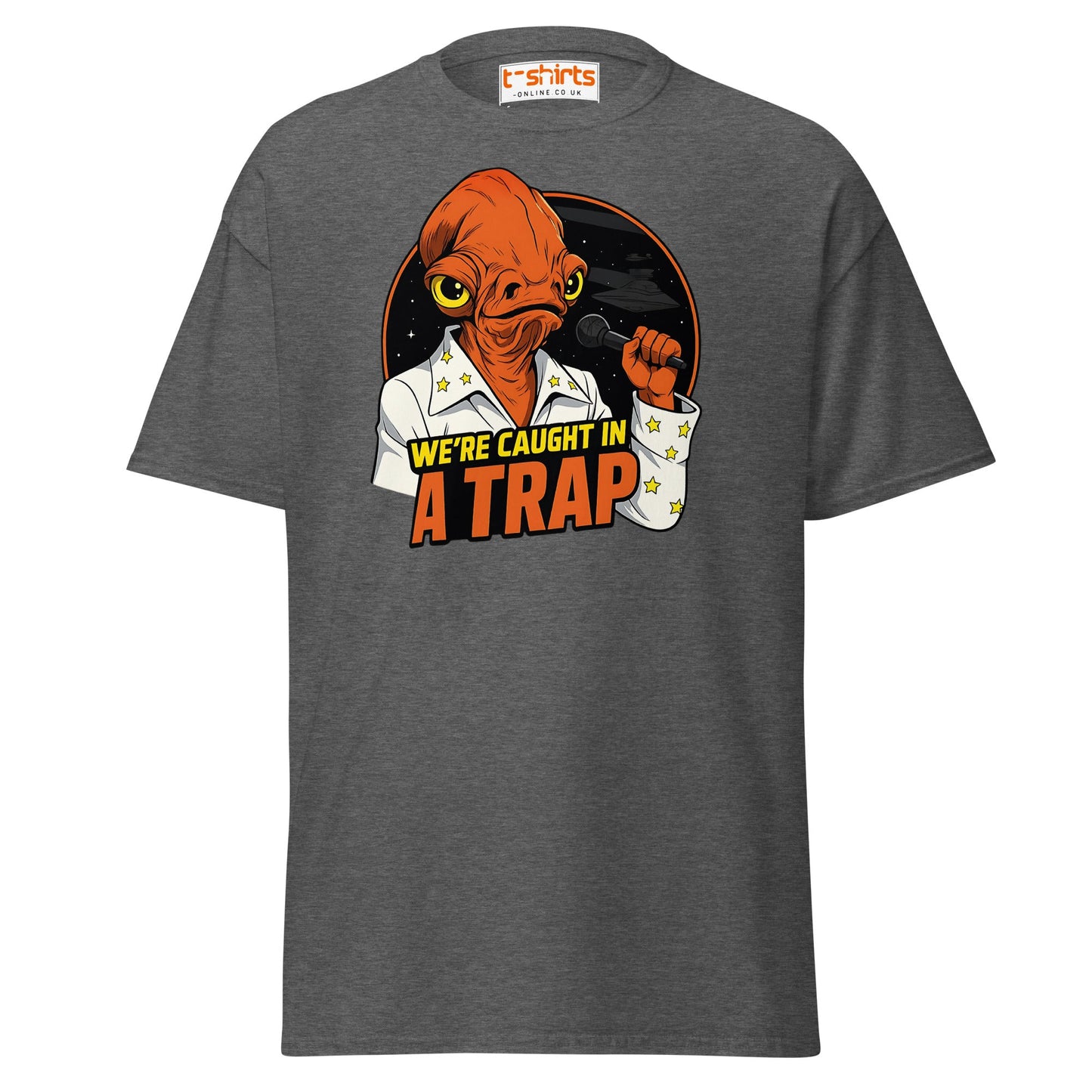 Admiral Ackbar Elvis “Caught in a Trap” Funny Tee - Dark Heather - T-Shirts Online