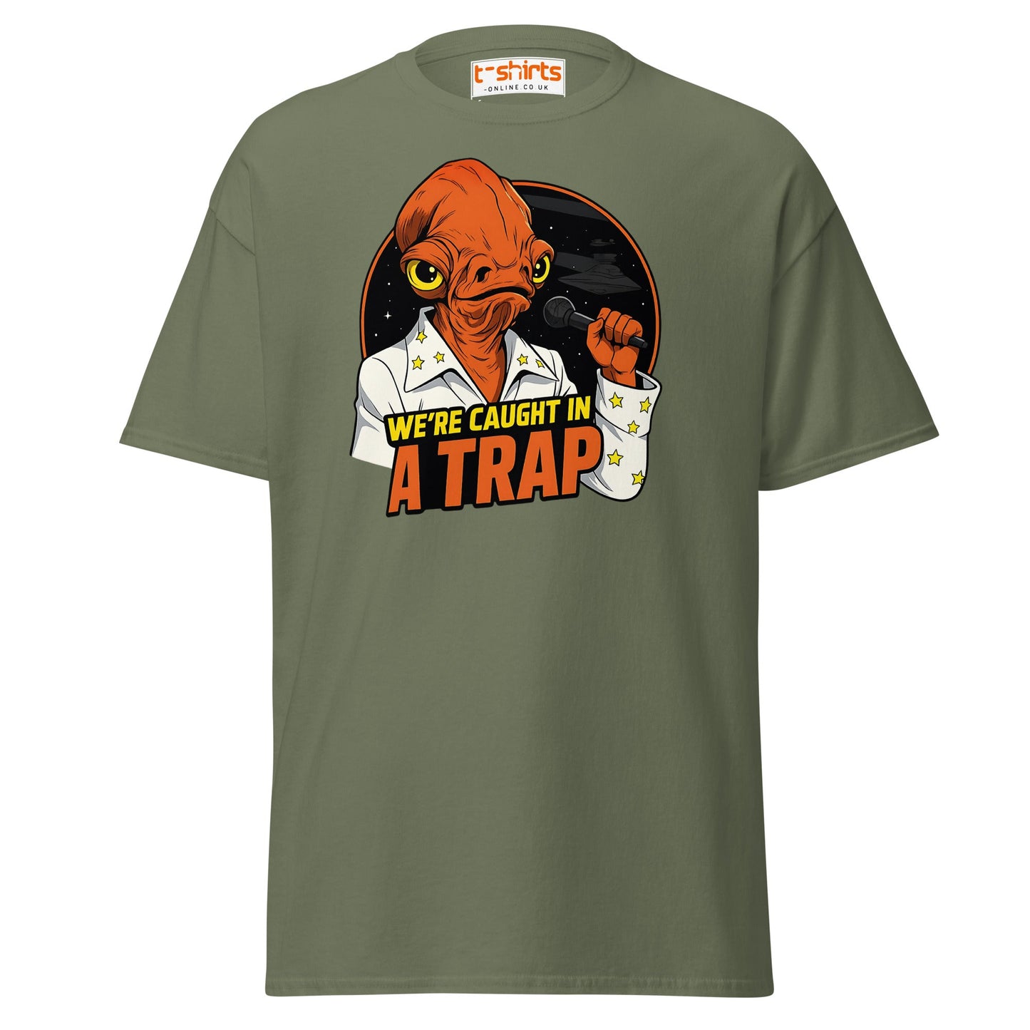 Admiral Ackbar Elvis “Caught in a Trap” Funny Tee - Military Green - T-Shirts Online