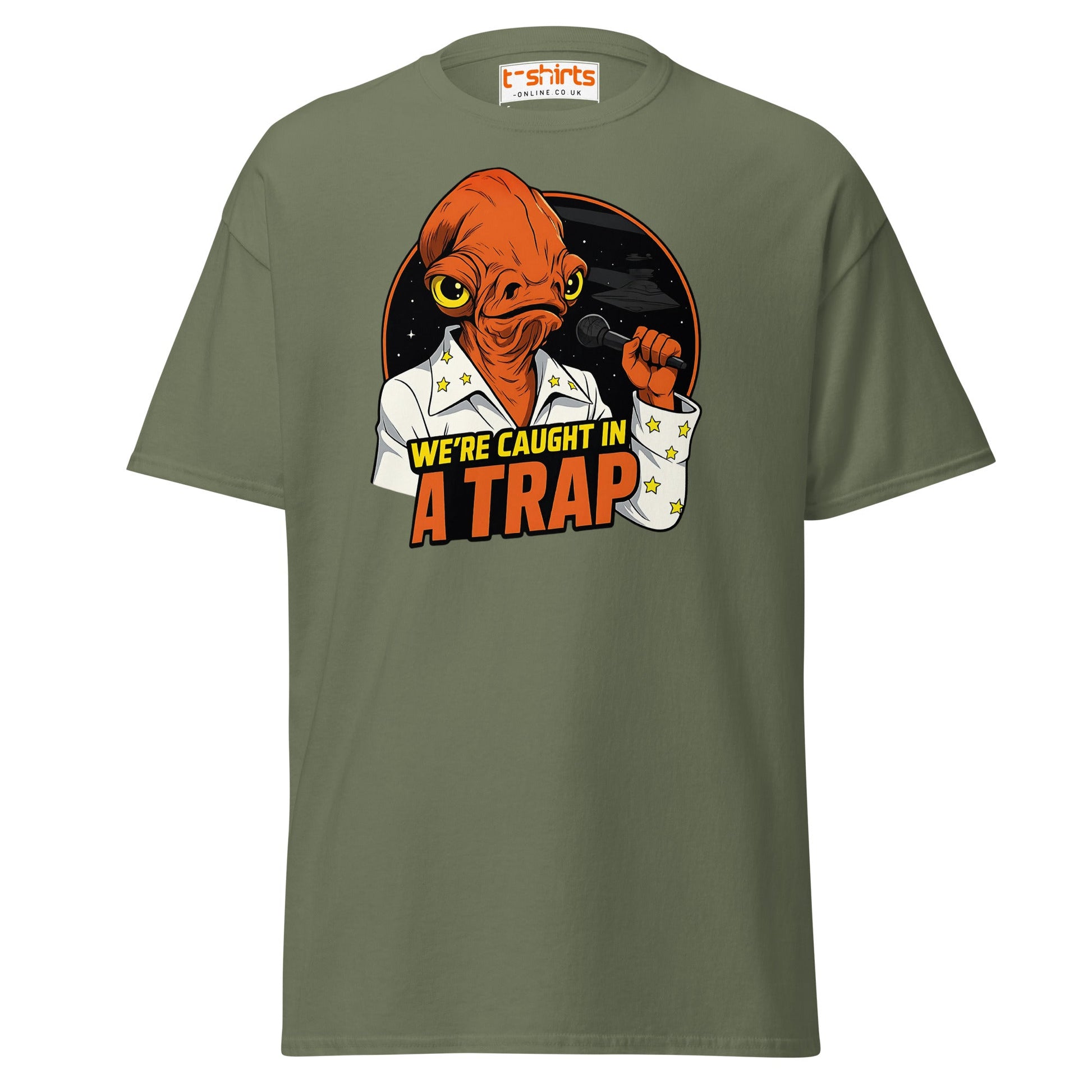Admiral Ackbar Elvis “Caught in a Trap” Funny Tee - Military Green - T-Shirts Online
