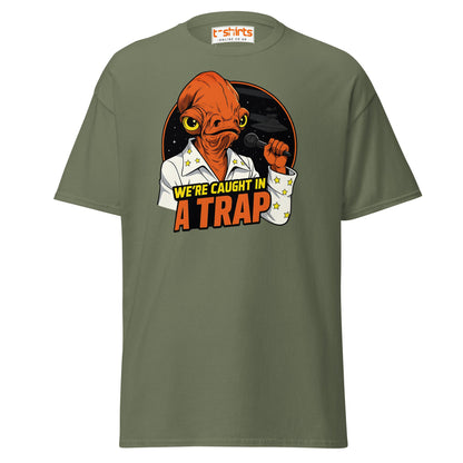 Admiral Ackbar Elvis “Caught in a Trap” Funny Tee - Military Green - T-Shirts Online